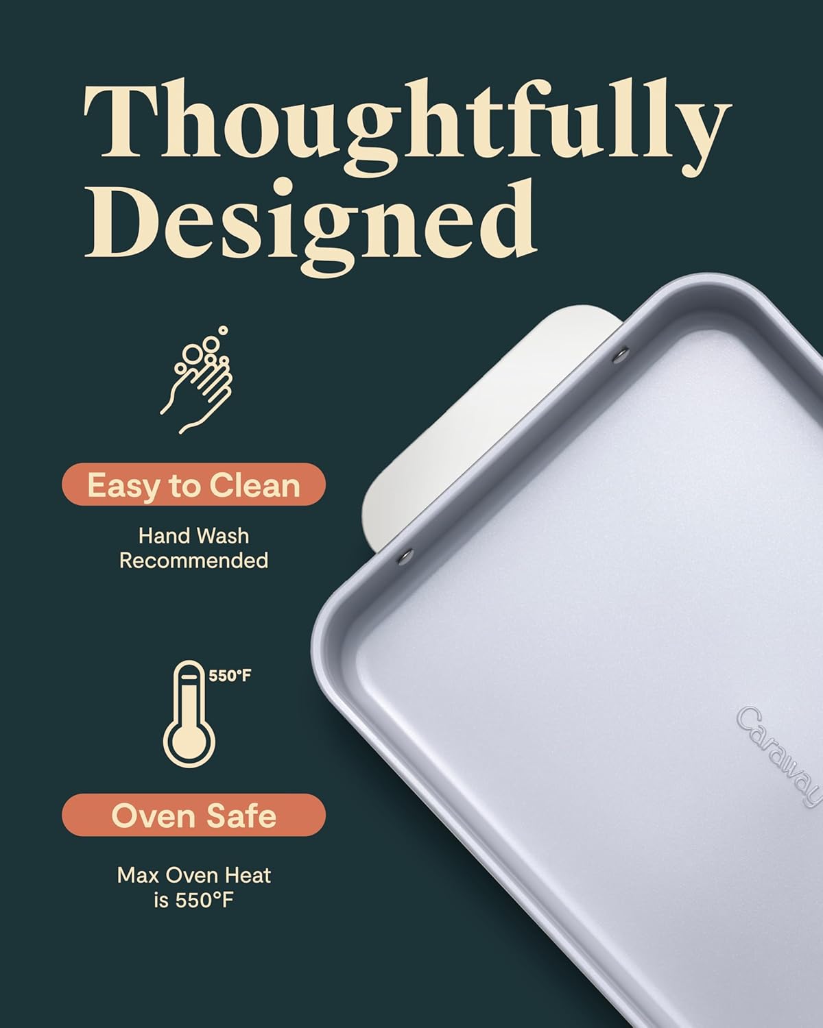 Caraway Non-Stick Ceramic 9”x13” Rectangle Pan Duo - Naturally Slick Ceramic Coating - Non-Toxic, PTFE & PFOA Free - Perfect for Brownies, Lasagnas, and More - Slate