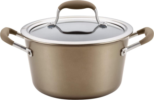 Anolon Advanced Home Hard-Anodized Nonstick Tapered Sauce Pan/Saucepot, 4.5-Quart (Bronze)