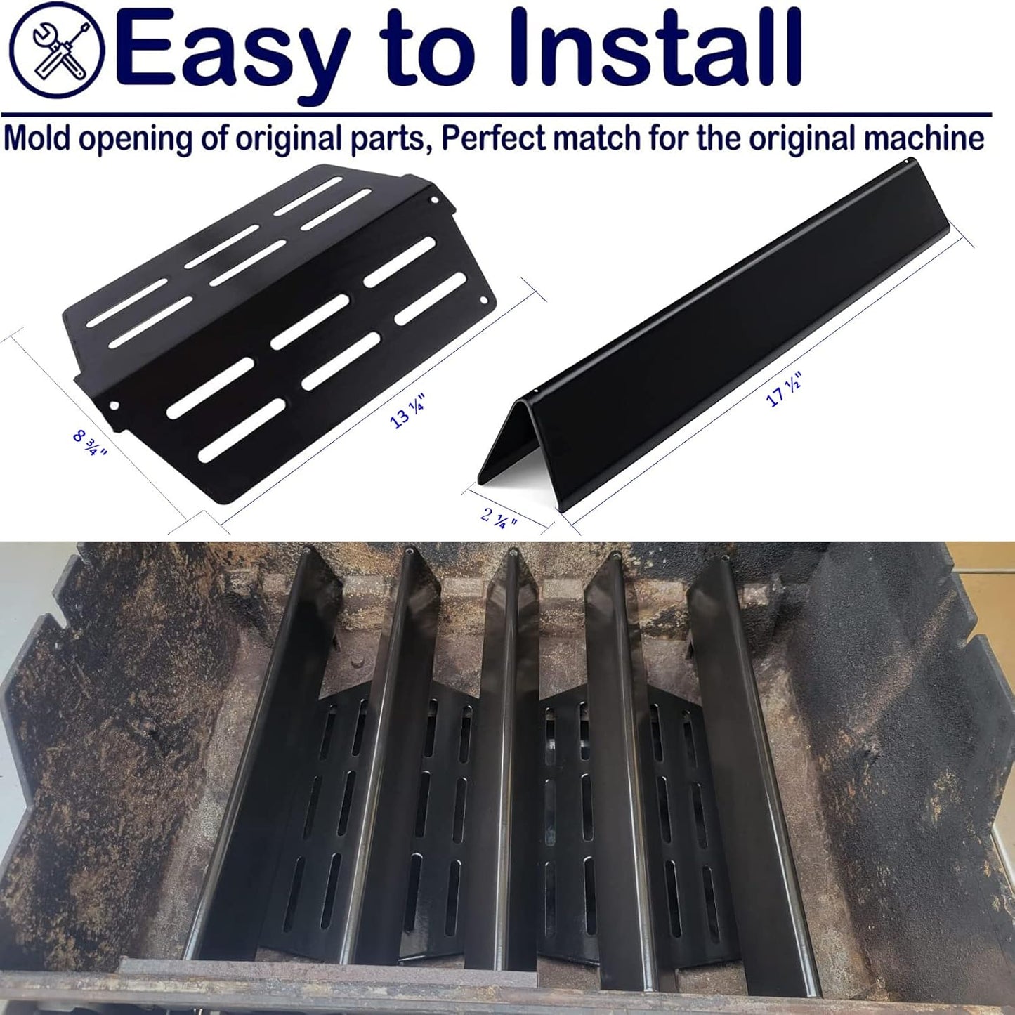 Heat Deflector Flavorizer Bars Porcelain Steel Gas Grill Replacement Parts for Weber Genesis 300 Series E310 E320 E330 S310 S320 S330 EP/CEP-310 EP/CEP-320 EP/CEP-330, 17.5 inch Heat Shield Plates