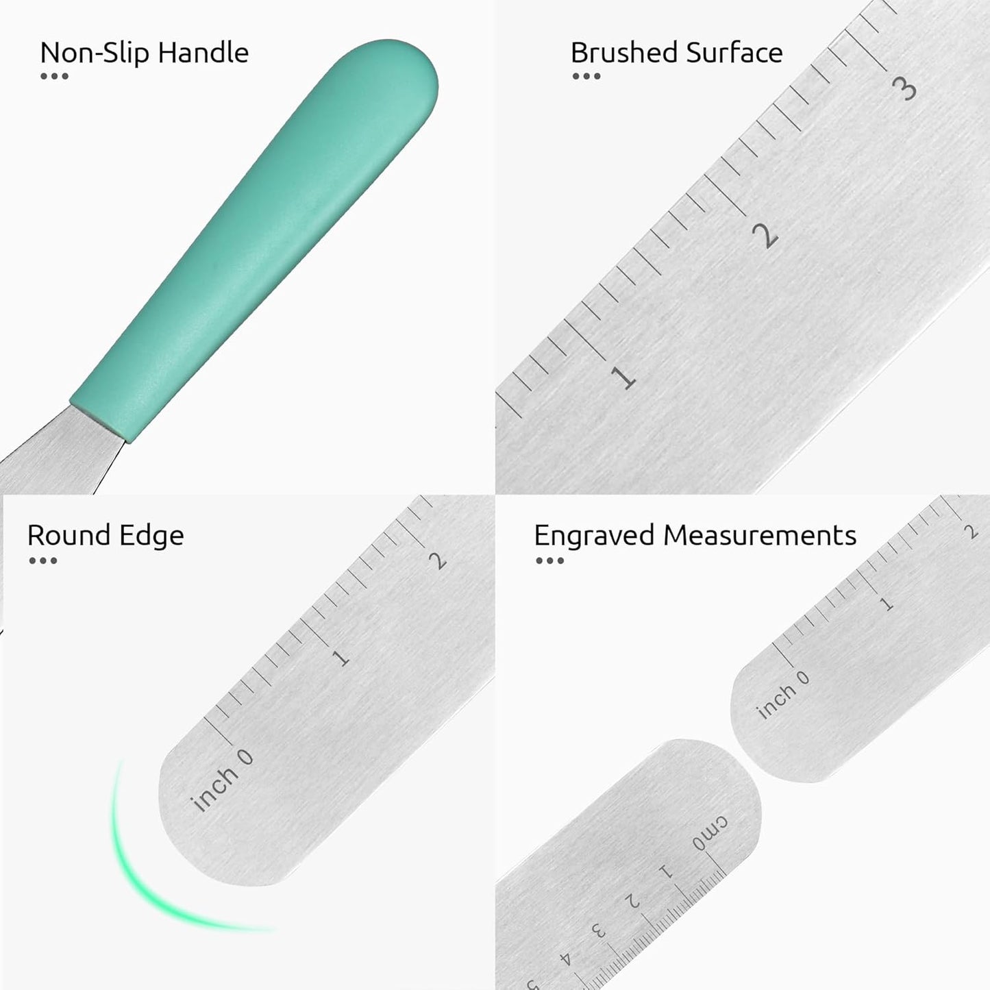 U-Taste 8in Cake Icing Spatula: Flexible Decorating Frosting Knife with Straight Thinner Stainless Steel Blade, Smooth Spreading Tools with Comfortable PP Handle for Cookie, Cream, Cupcake (Aqua Sky)