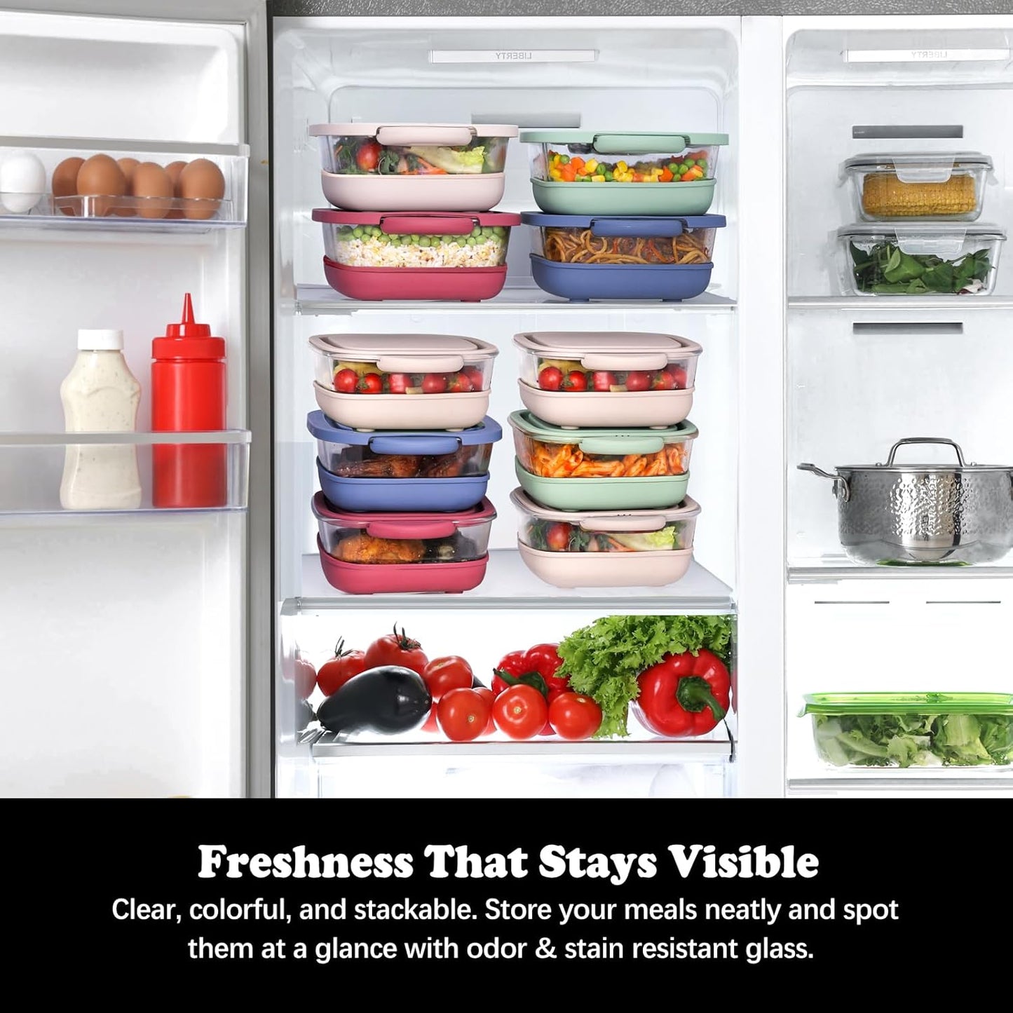 6 Cup Baking Dish Set - 2 Pack, 7 Inch Square Tempered Glass Food Storage Containers with Crispy Tray Compatible with Ninja Crispi Air Fryer - Oven, Microwave, Freezer and Dishwasher Safe