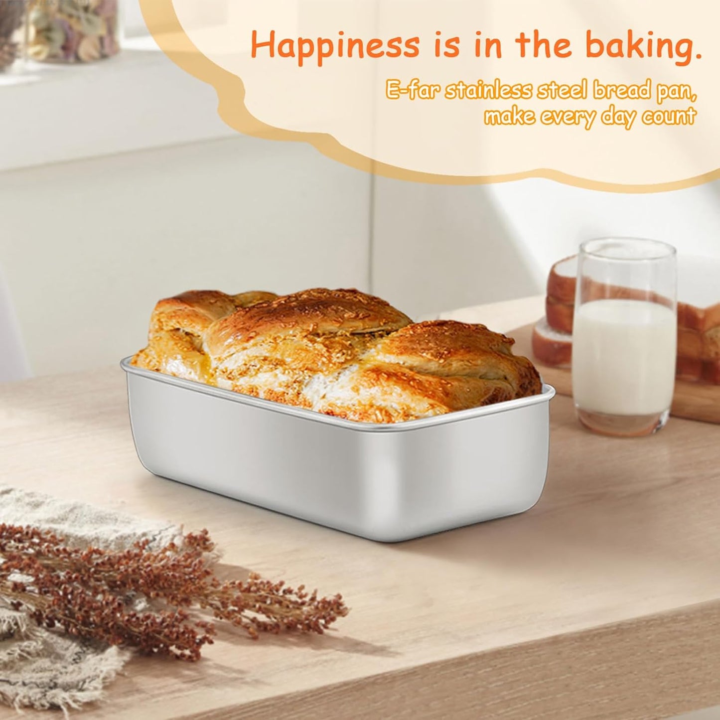 E-far 8 Pack Stainless Steel Loaf Pans, 9x5 Inch Bread Bread Pans, Metal Bakeware for Baking Bread Cake Meatloaf Brownies, Healthy & Non Toxic, Easy Release & Dishwasher Safe