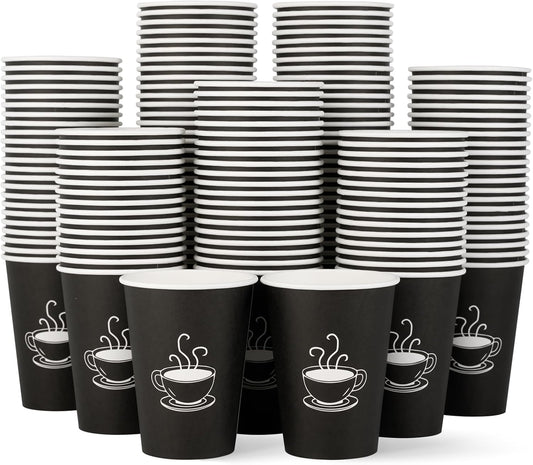 12 oz 210 Pack Paper Coffee Cups, Disposable Black Paper Cups for Hot Drinking, Water, Tea, Used for Cafes, Offices, and Events