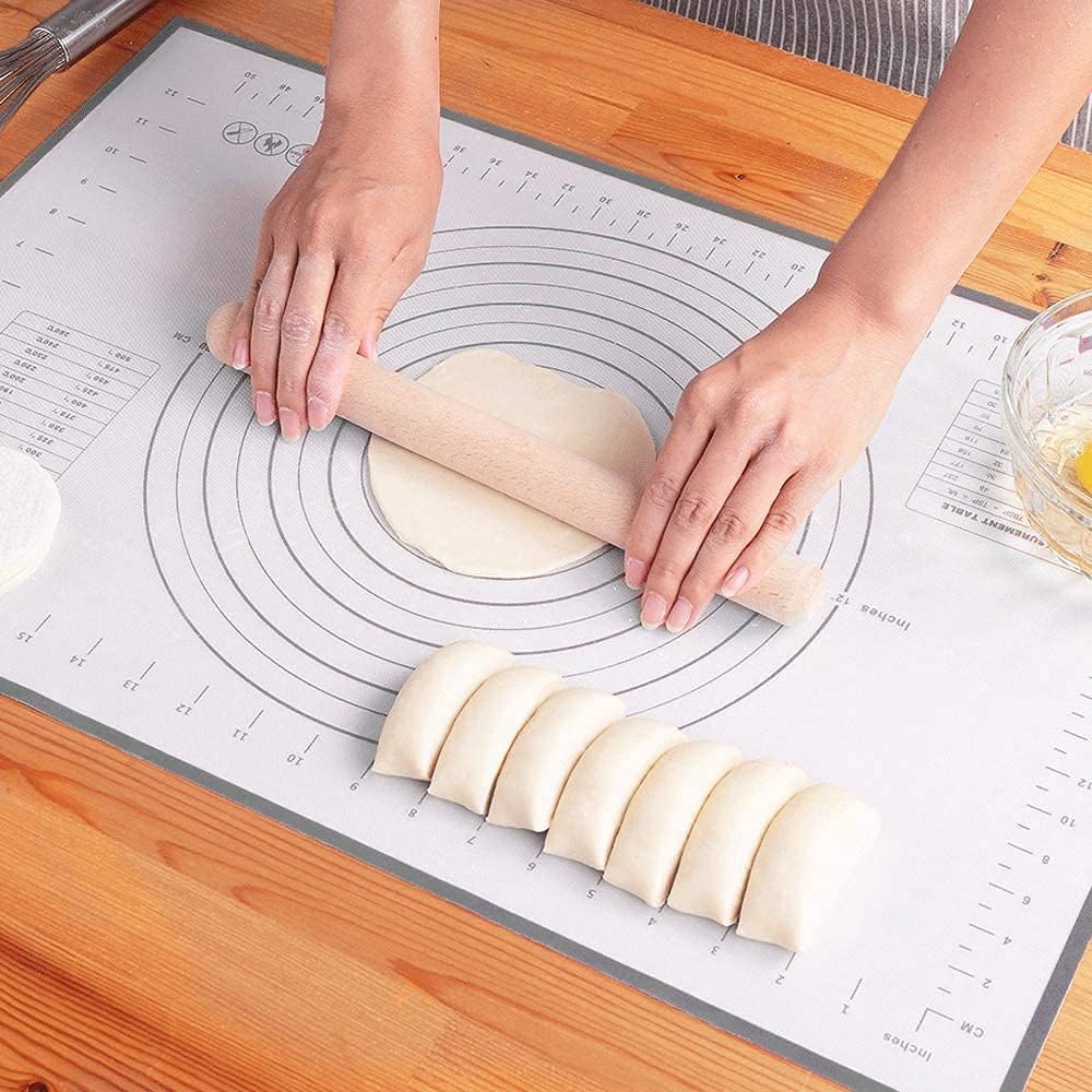 Silicone Baking Mat，Non Stick Rolling Dough with Measurements for Pie Pizza Cookies Fondant Making，Extra Thick Non Slip Silicone Pastry Mat