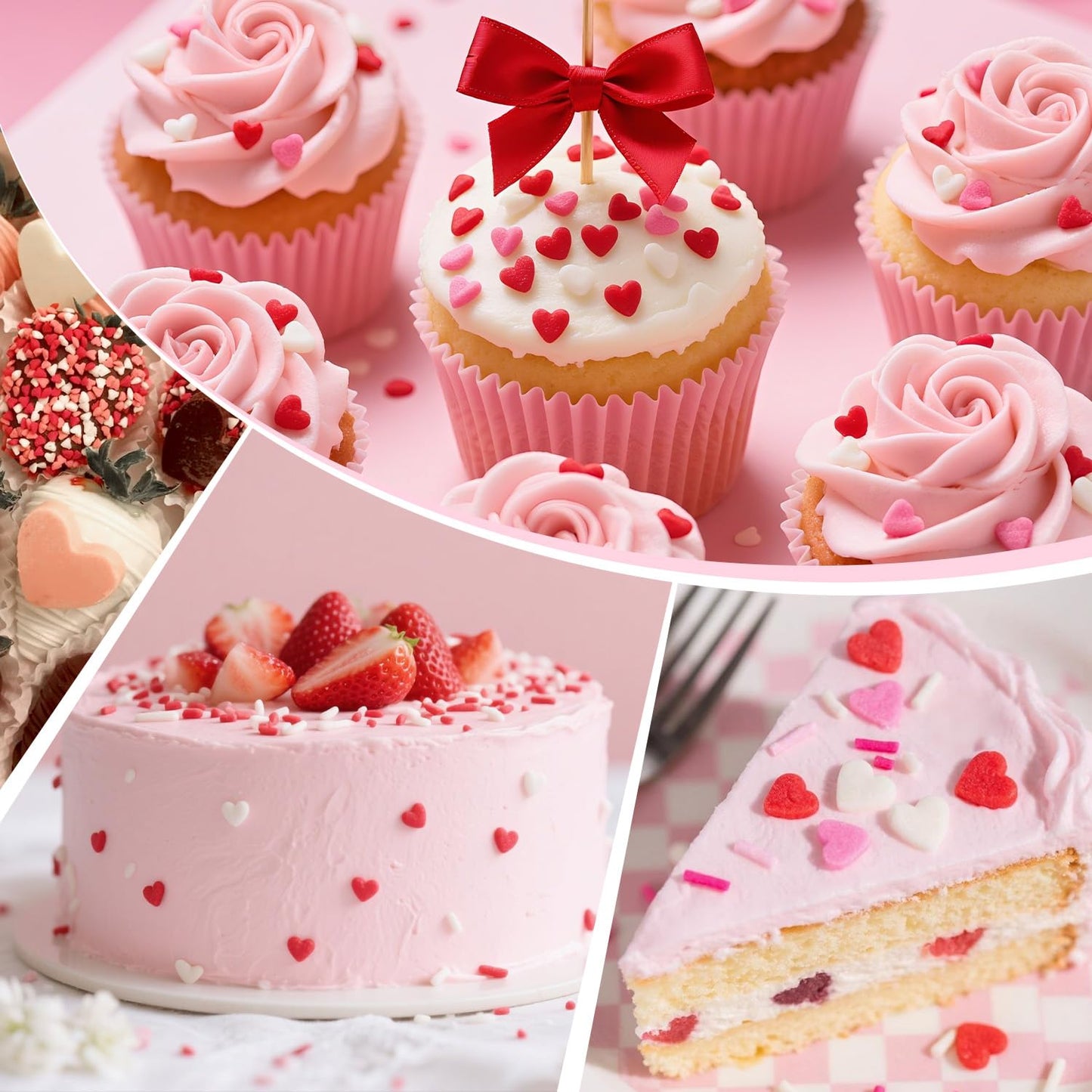 Heart Sprinkles For Cake Decorating, Red Pink and White Edible Mix Baking Candy, 150g/5.29oz, Ice cream, Cupcake Topper, Cookie, Mother's Day, Birthday, Valentine's Day, Wedding Party Supplies