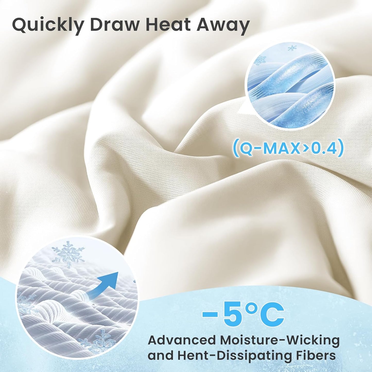 HYLEORY Cooling Comforter Queen Size - Summer Cooling Blanket for Hot Sleepers/Night Sweats, Double-Sided Cold Touch Silky Ice Comforters, Breathable Lightweight Beddings, Cool Cream, 90"x90"