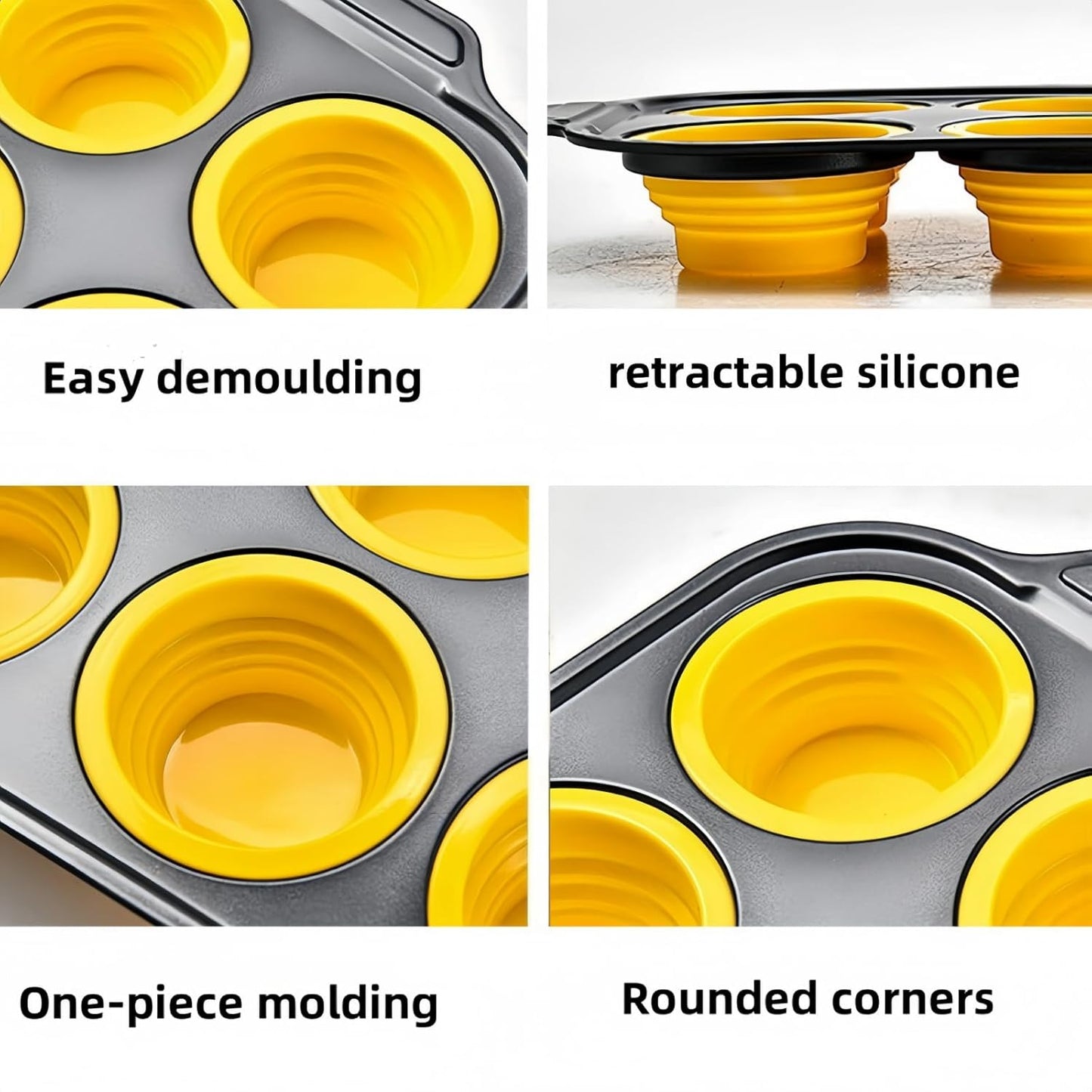 12 Cups Silicone Muffin Pans for Baking with Metal Frame, Egg Bite Molds, Cupcake Pans Regular Size, Muffin Tins Easy to Pop Nonstick Non Toxic Bakeware for Oven Dishwasher Safe