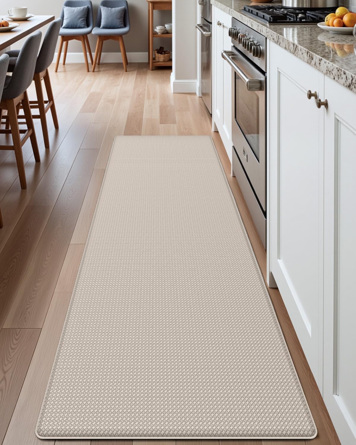 DEXI Kitchen Floor Mats Cushioned Anti Fatigue,17x59, Standing Runner Rug Waterproof, Comfort Memory Foam Padded for Front Sink Laundry, Beige