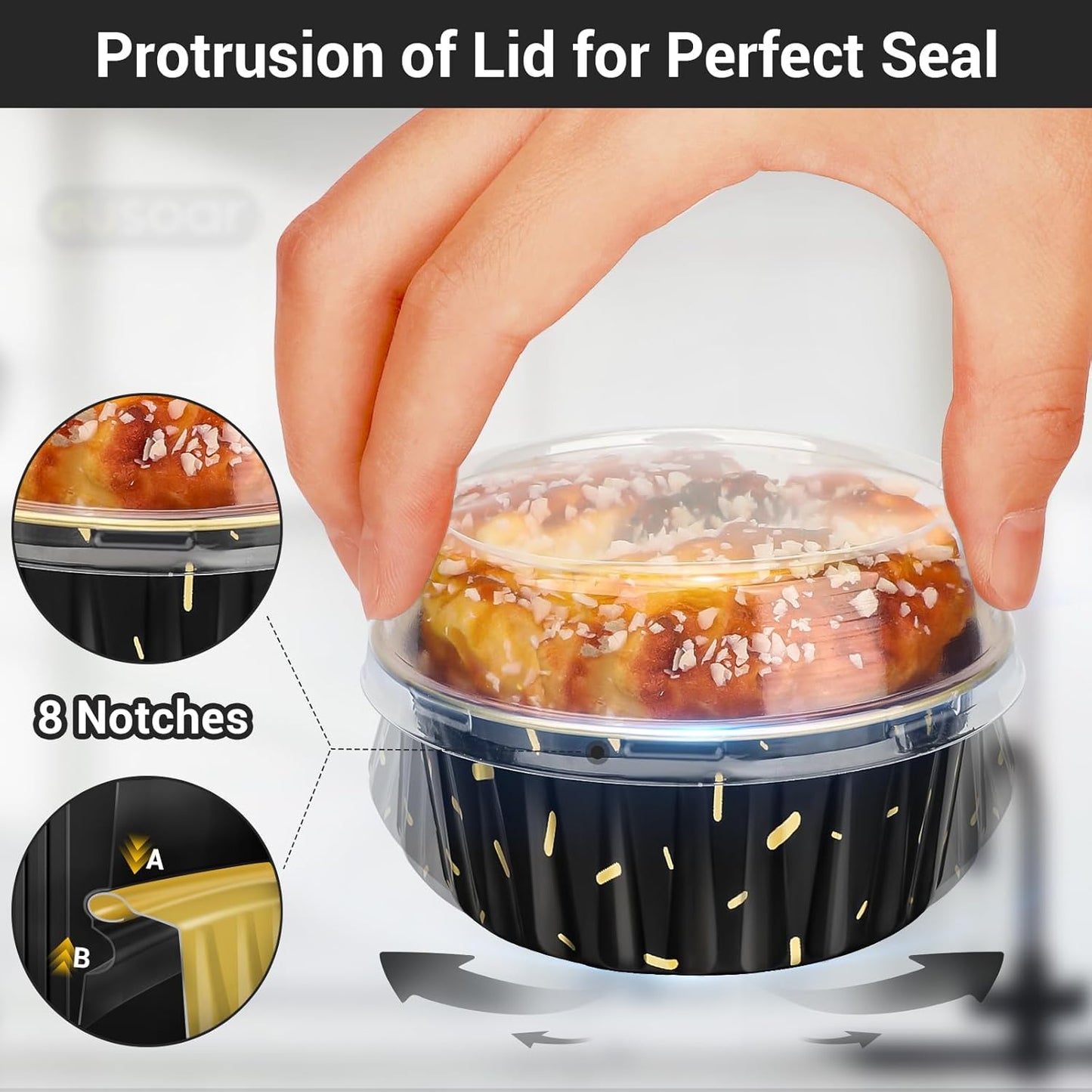 EUSOAR Disposable Aluminum Foil Cups, 30pcs 5oz Foil Ramekins Cupcake Baking Cups Containers Wrappers with Lids, Dessert Cups with Lids Mini Aluminum Cheesecake Pan Creme Brulee Ramekins