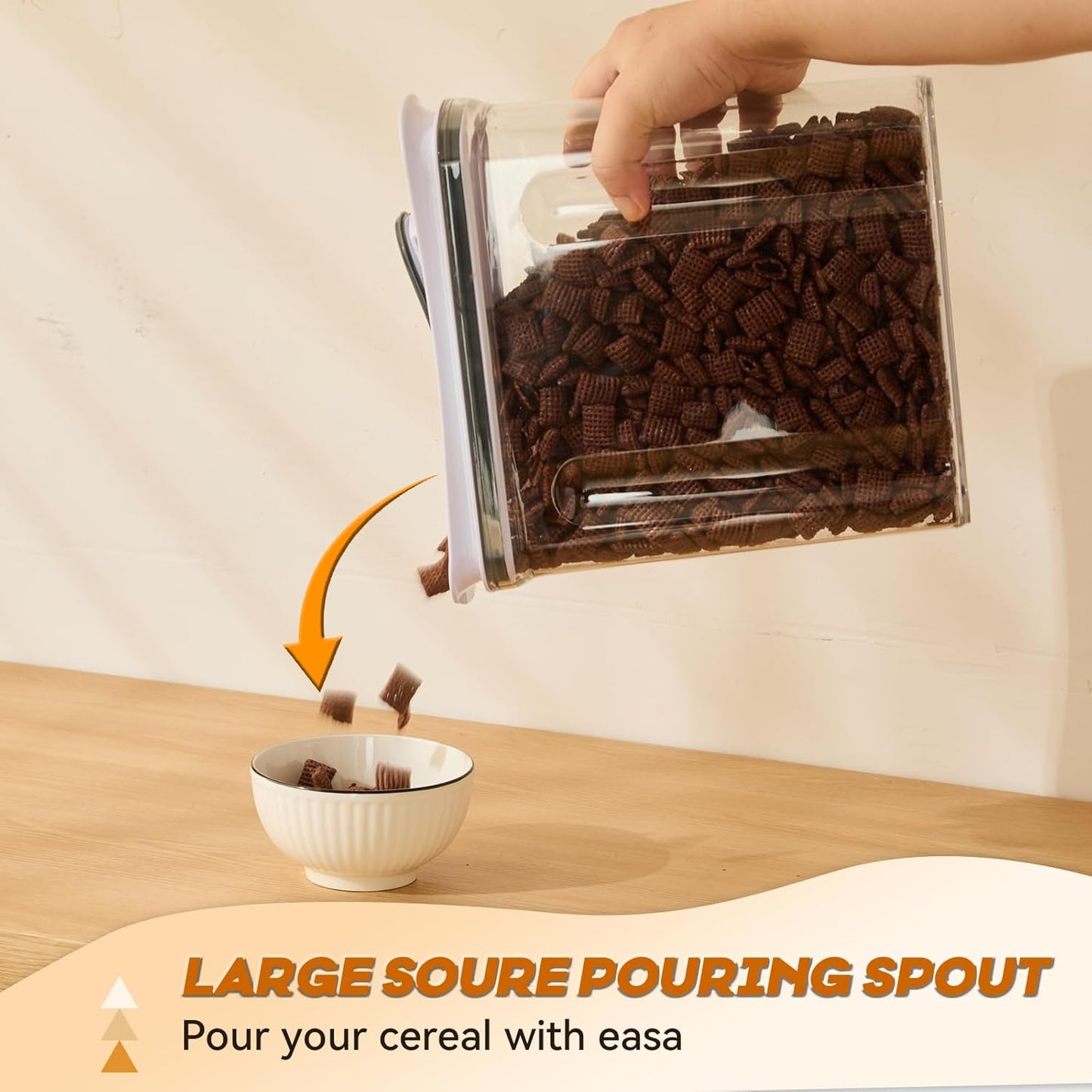 FreshKeeper Cereal Containers Storage Set, Airtight Food Storage Container with Lid 4L/135.2oz,4PCS BPA-FREE Plastic Pantry Organization Canisters for Rice Cereal Flour Sugar Dry Food in Kitchen