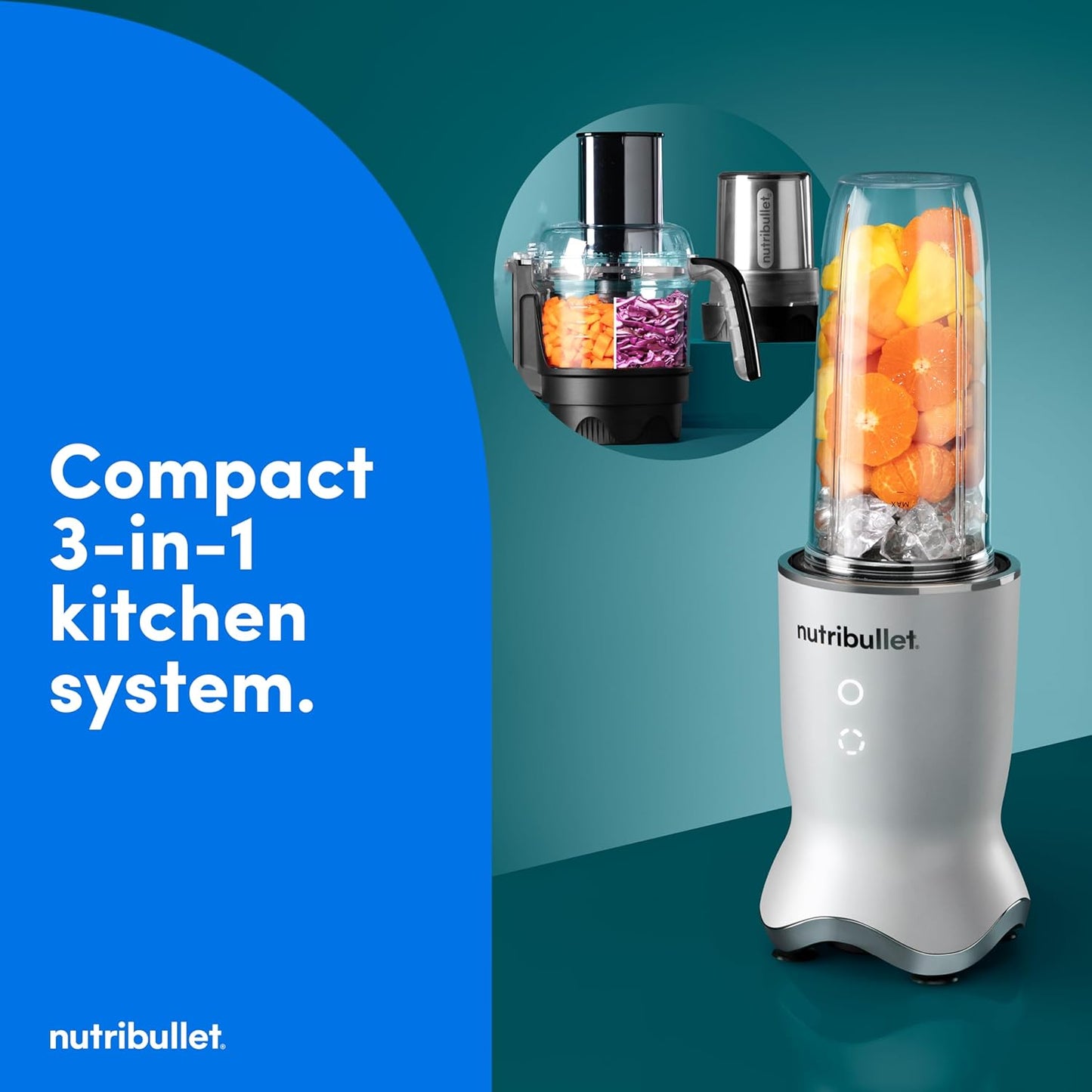 nutribullet® Ultra Plus+ 3-1 Compact Kitchen System, 1200W Kitchen System with Blender, Food Processor, and Coffee and Spice Grinder, 32oz and 24oz Blending Cups, 2-Cup Food Processor, Pearl White