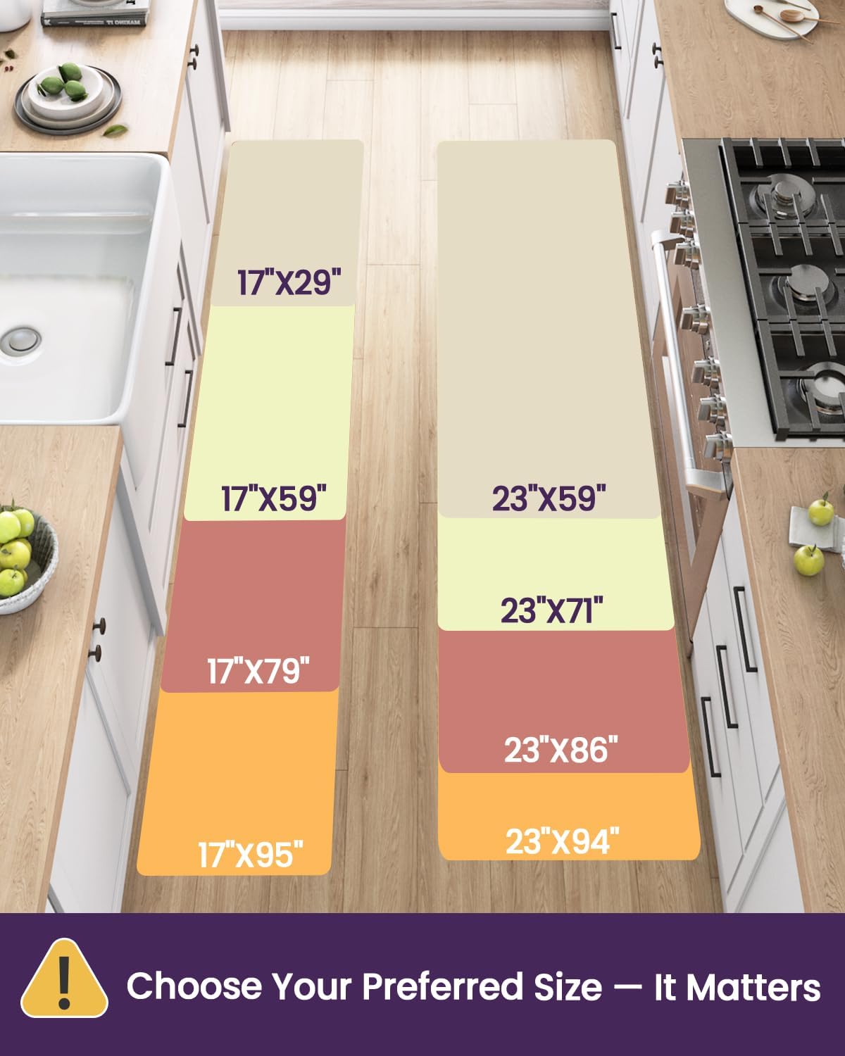 DEXI Kitchen Floor Mats Cushioned Anti Fatigue, 23x71, Large Long Standing Runner Rug Waterproof, Comfort Memory Foam Padded for Front Sink Laundry, Beige White