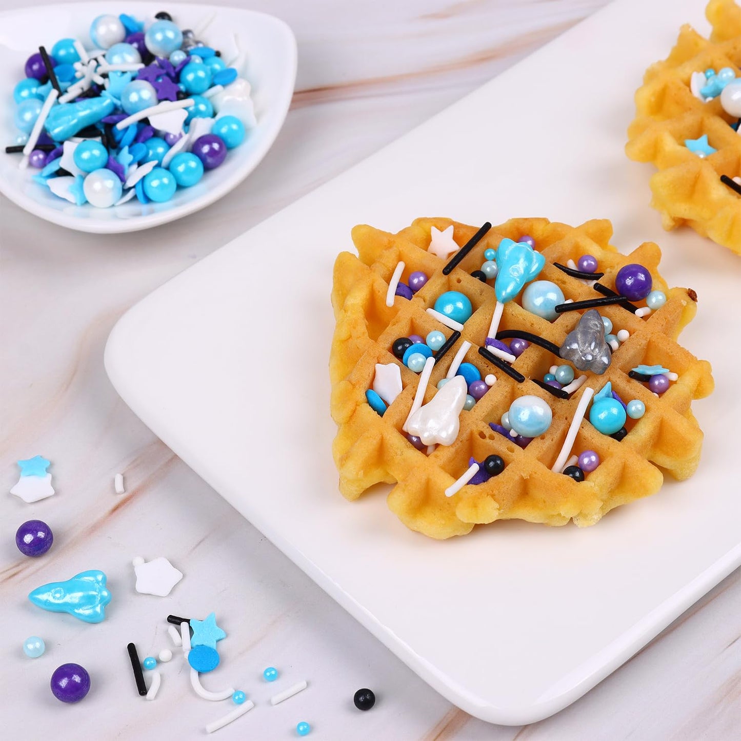 Galaxy Star Sprinkles for Cake Decorating 4.23ounce - Pearl Sugar Mix Contains Spaceship & Star Sprinkles for Cupcake Toppers, Ice Cream, Candy, Cookie Decorations - Children Party Supplies