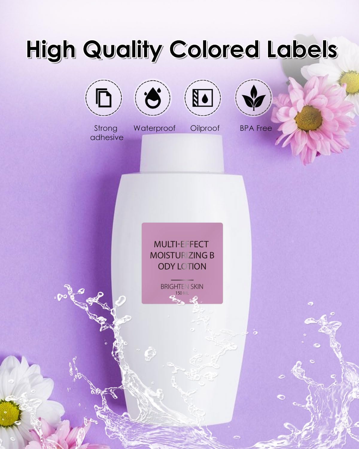 iEager Purple Square Thermal Label Stickers, 2"x2" Self-Adhesive Square Direct Thermal Labels with Perforation Line, 500 Sheets/Roll