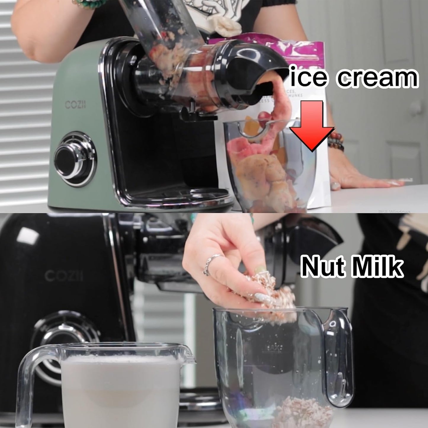 COZII Cold Press Juicer Extractor, Slow Masticating Juicer Soft/hard Mode, 3.6" Large Feed Chute For Vegetable and Fruit, Easy to Clean, Quiet Motor, High Juice Yield, Dishwasher Safe