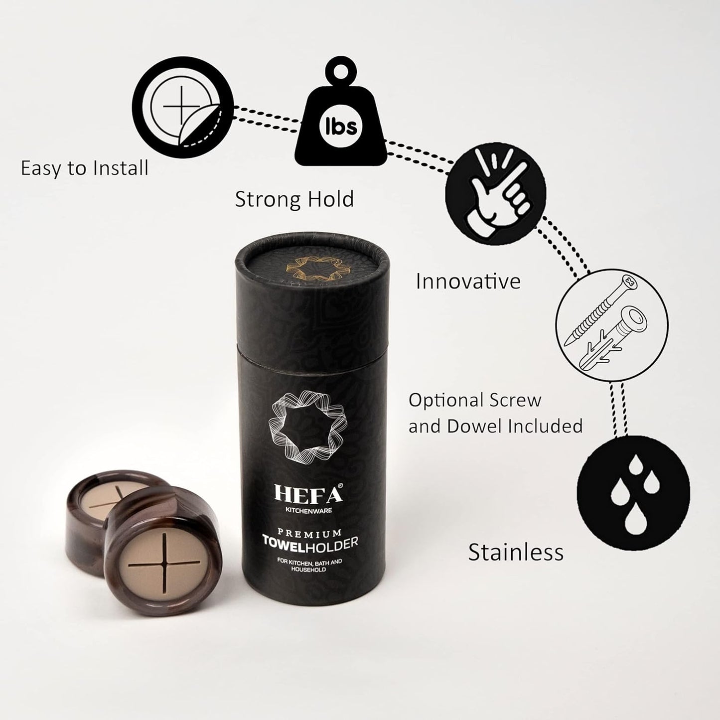 HEFA Towel Holder, Towel Hooks, Dish Towel Holder, Kitchen Organization, Bathroom Accesories, Kitchen Towel Hook, Kitchen Towel Holder, Hand Towel Holder, Kitchen Gadgets 4 Pack, Smoky Midnight