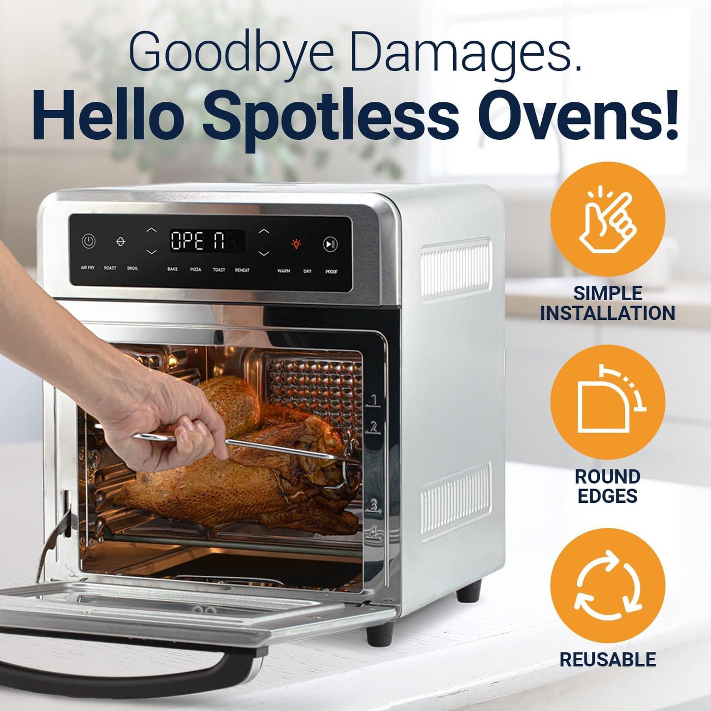 Toaster Oven Liners for Bottom of Oven (4 Pack) Reusable Non-Stick Heat Resistant Toaster Liners, Compatible with Ninja, Cuisinart, Emeril Lagasse & More, Toaster Mat, 12"x12" (Black)