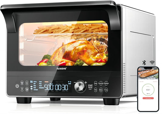 Nuwave TODD ENGLISH iQ360 Digital Smart Oven, 20-in-1 Convection Infrared Grill Griddle Combo, 34-Qt Mega Capacity, 1800 Watts, Adjustable Triple Surround Heat Zones, Smart Thermometer, WIFI Enabled
