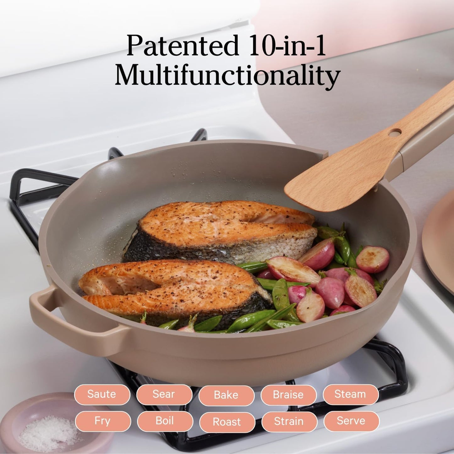 Our Place Large Always Pan 2.0-12.5” (4 Qt) Nonstick, Toxin-Free Ceramic Cookware | Patented 10-in-1 Aluminum Frying & Sauté Pan | Safe for Oven, Induction & All Cooktops up to 450°F | Steam