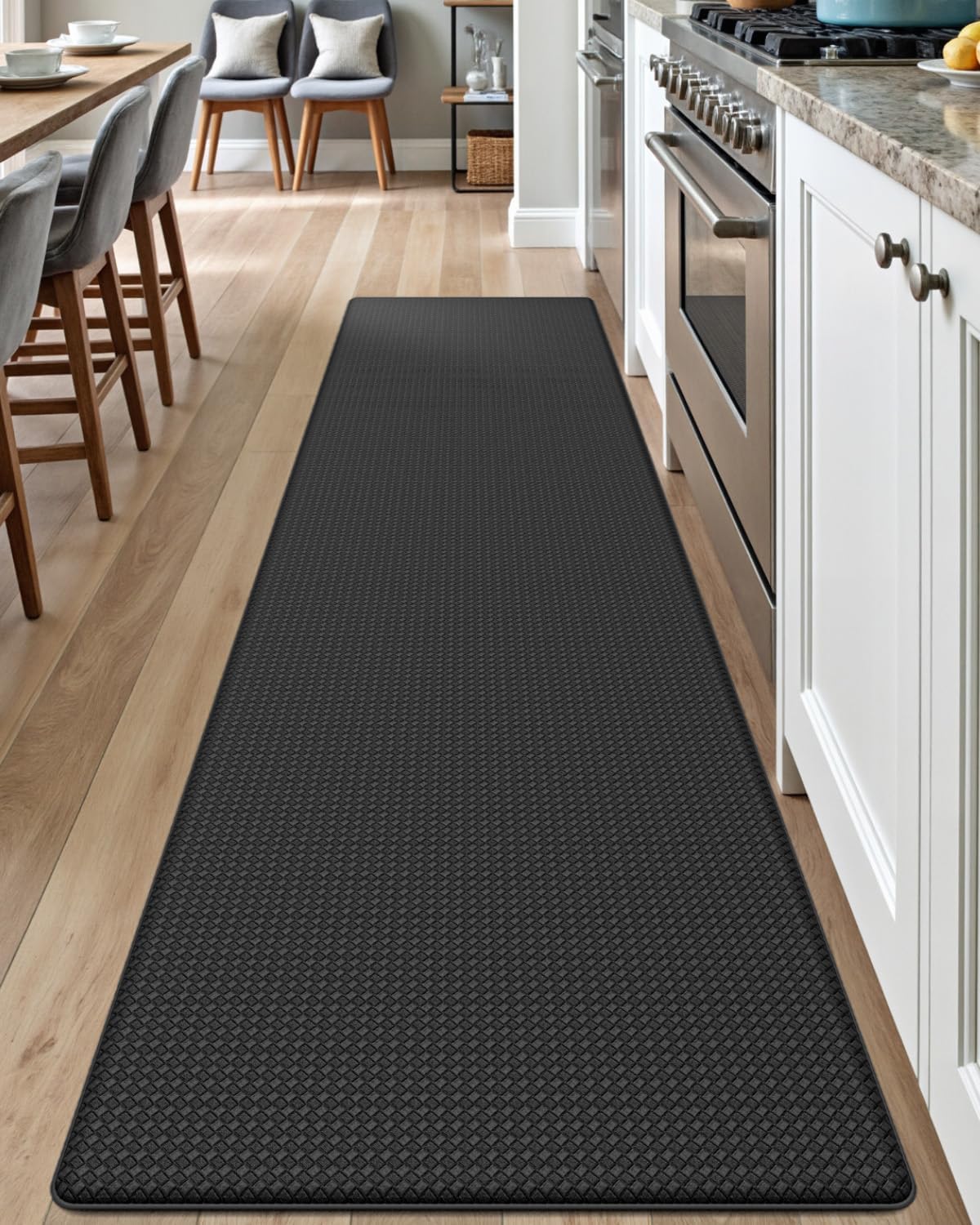 DEXI Kitchen Floor Mats Cushioned Anti Fatigue, 23x86, Large Long Standing Runner Rug Waterproof, Comfort Memory Foam Padded for Front Sink Laundry, Black