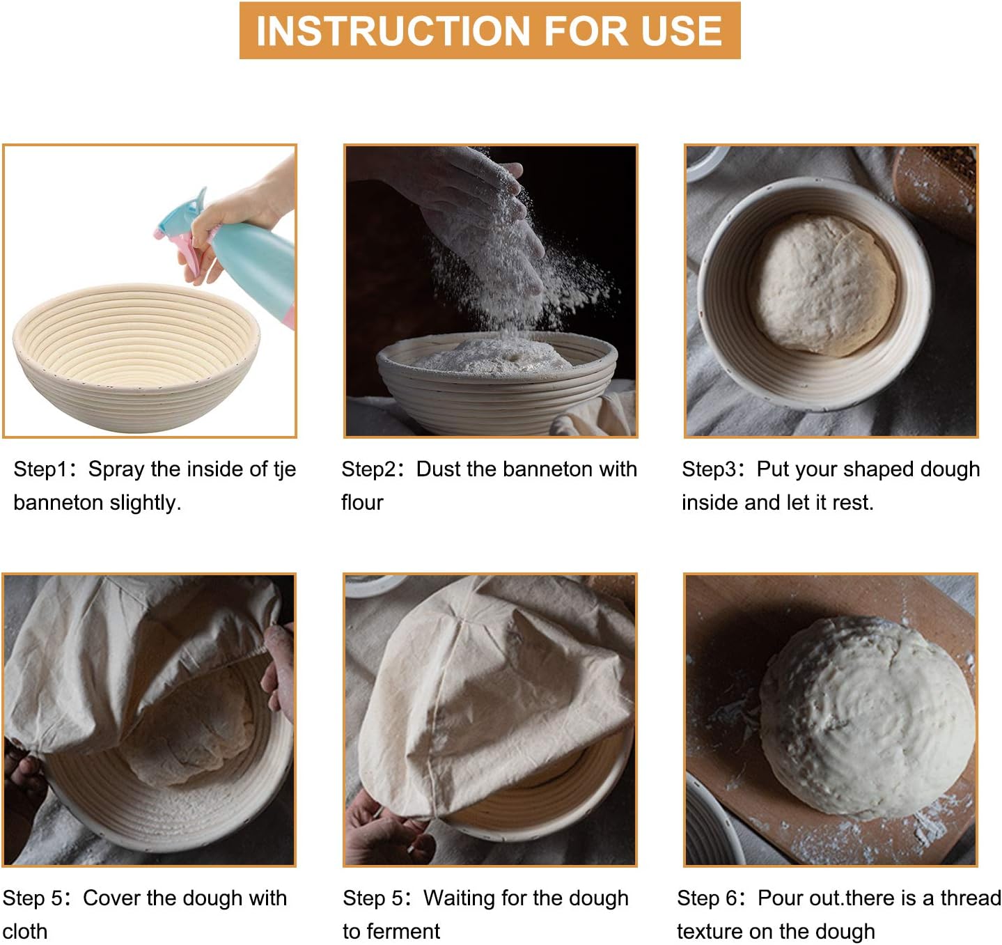 Banneton Bread Proofing Basket Set of 4PCS 6 Inch Round Sourdough Dough Proofing Bowls for Sour Dough Bread Baking Supplies, Proofing Basket or Home Sourdough Bakers Baking