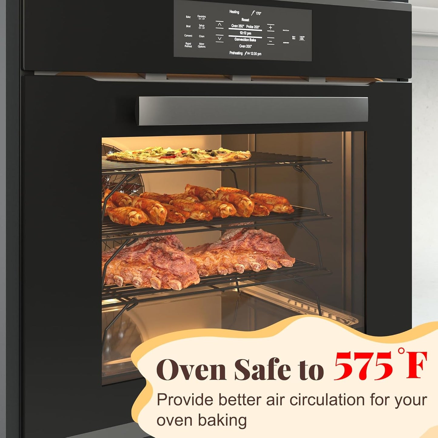 Cooling Racks for Cooking and Baking - 3 Tier Stackable Grid Wire Baking Rack for Oven Cooking, Baking, Grilling, Roasting -Dishwasher Safe Bacon Rack