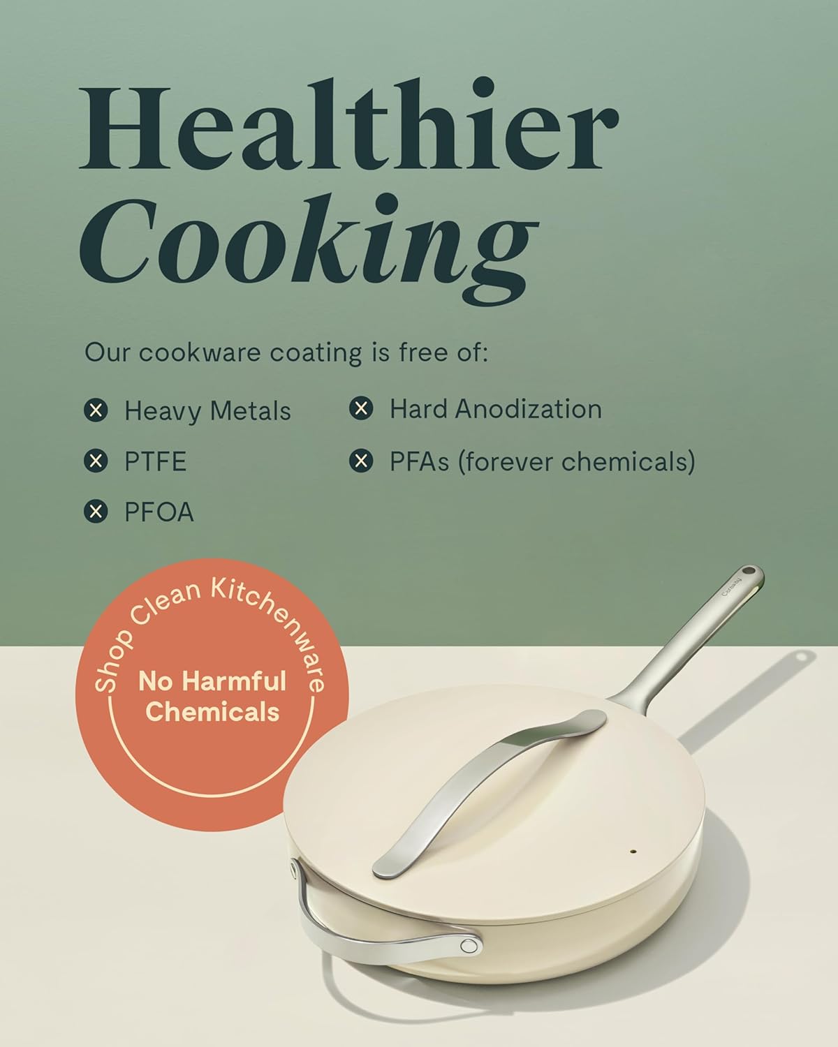 Caraway Nonstick Ceramic Sauté Pan with Lid (4.5 qt, 11.8") - Non Toxic, PTFE & PFOA Free - Oven Safe & Compatible with All Stovetops (Gas, Electric & Induction) - Gray