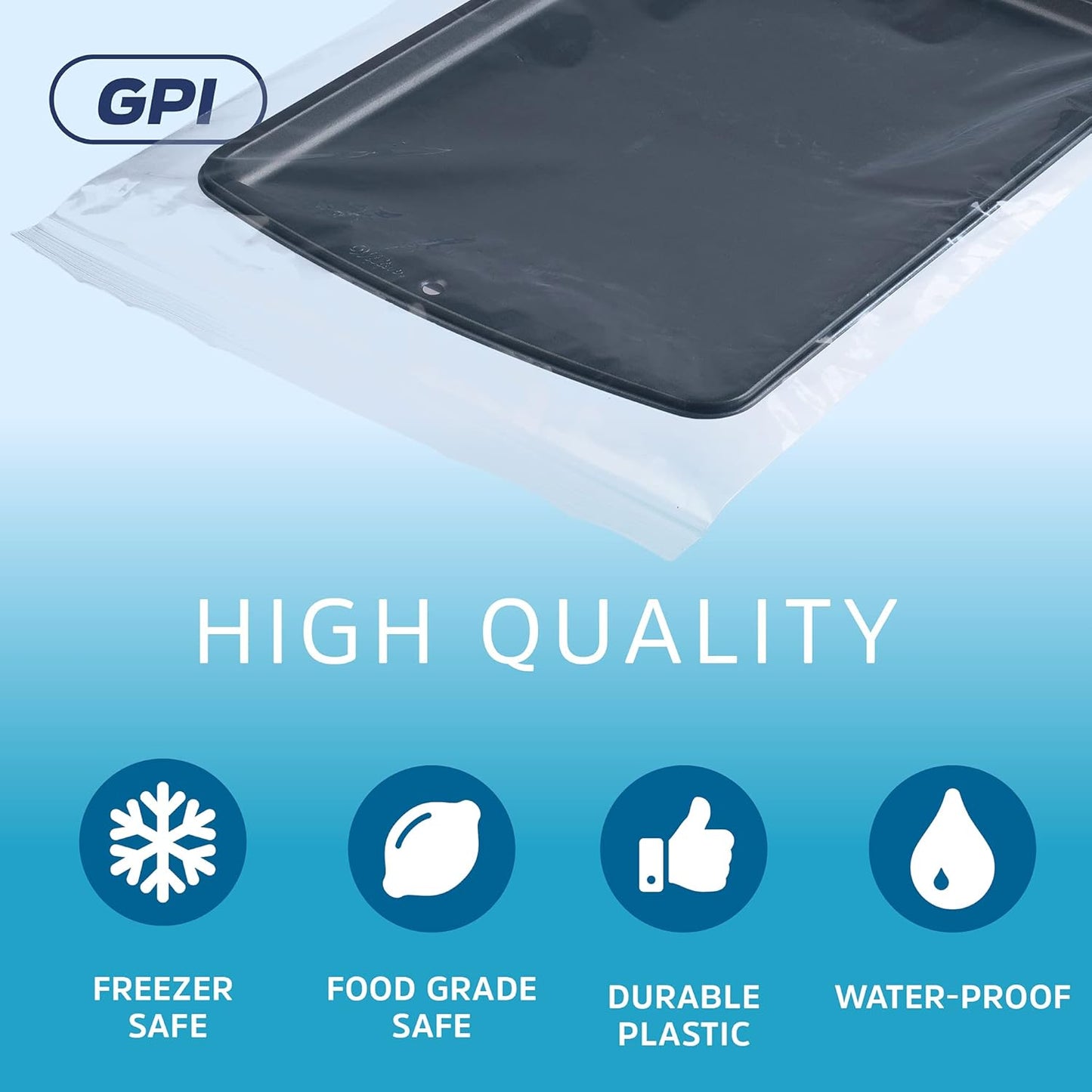 GPI PACK of 200, 2 Gallon, 13" x 15", CLEAR PLASTIC RECLOSABLE ZIP BAGS - Bulk 2 mil, Large, Strong & Durable Poly Baggies with Resealable Zip Top Lock for Travel, Storage, Packaging & Shipping.