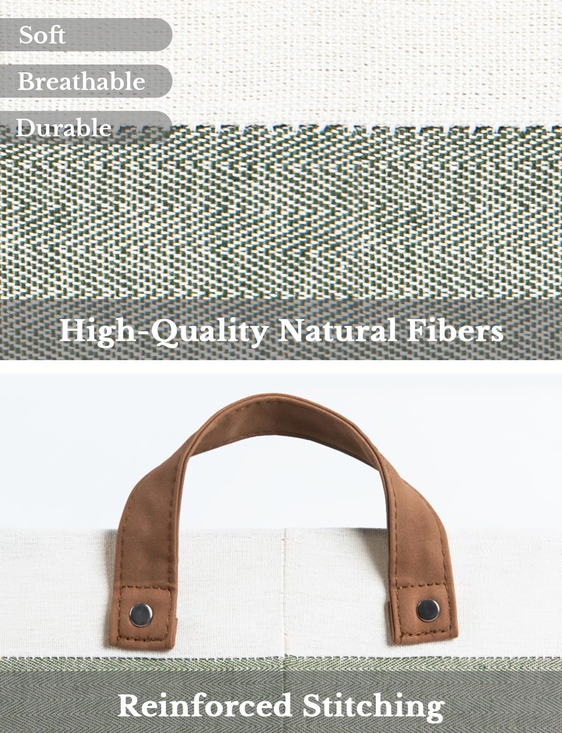 StorageWorks Storage Bins, Fabric Storage Bins for Shelves, Large Storage Baskets with Metal Frame, Closet Baskets and Bins with Handles, Green and White, 2-Pack