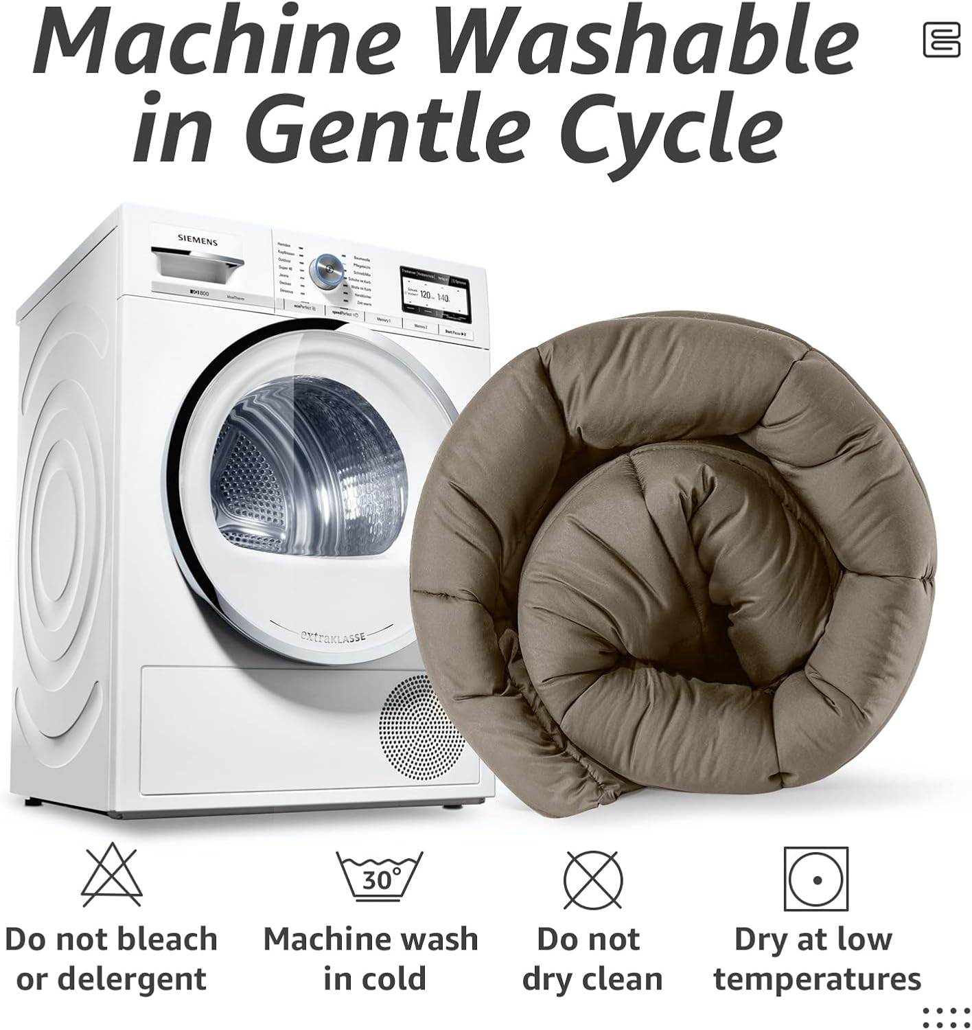 HYLEORY All Season Queen Size Bed Comforter - Cooling Down Alternative Quilted Duvet Insert with Corner Tabs - Winter Warm - Machine Washable - Taupe