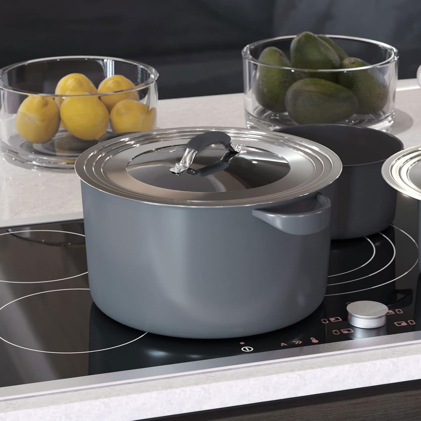 Universal Pans Pots Lid Cover Fit All 8.25 Inch to 12 Inch Pots/Pans/Woks Stainless Steel and Glass Lid with Heat Resistant Knob, Black