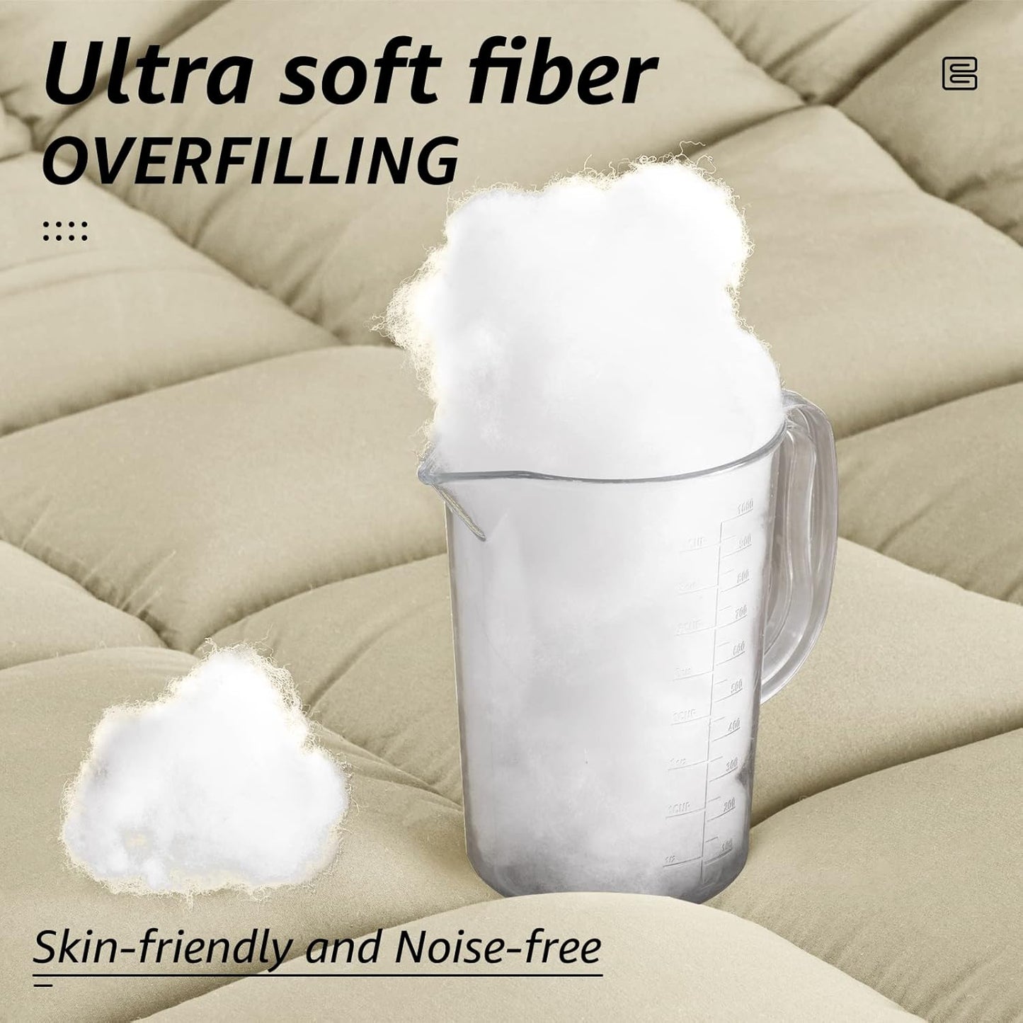 HYLEORY All Season California King Size Bed Comforter - Cooling Down Alternative Quilted Duvet Insert with Corner Tabs - Winter Warm - Machine Washable - Beige