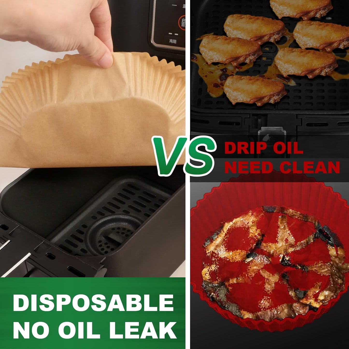 100 Pcs Non-Stick Disposable Parchment Paper Pads Air Fryer Liners Compatible with Ninja AG301 Indoor Grill Air Fryer