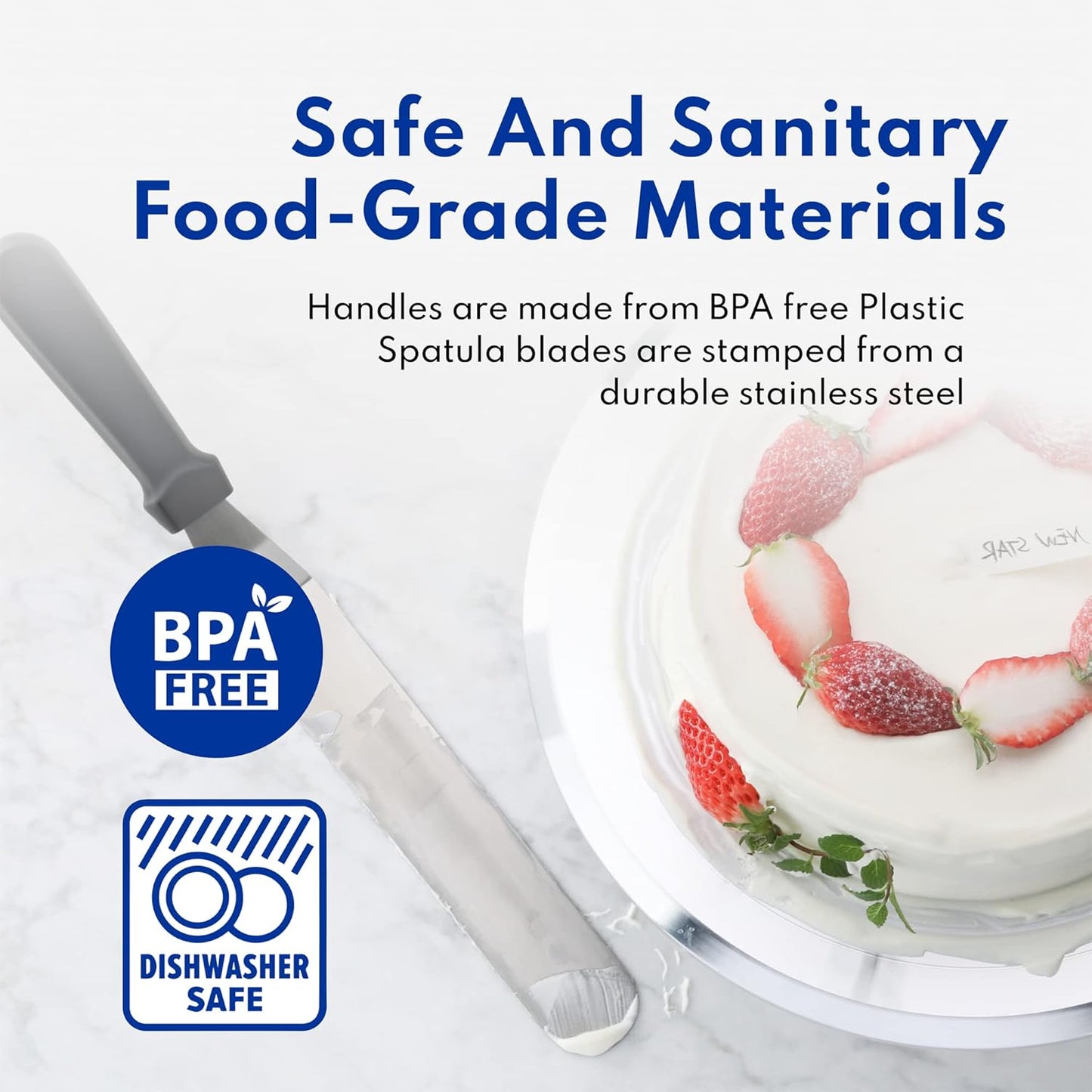 New Star Foodservice 38170 Angled Icing Spatula, 8-Inch Blade, 13-Inch Overall, Silver