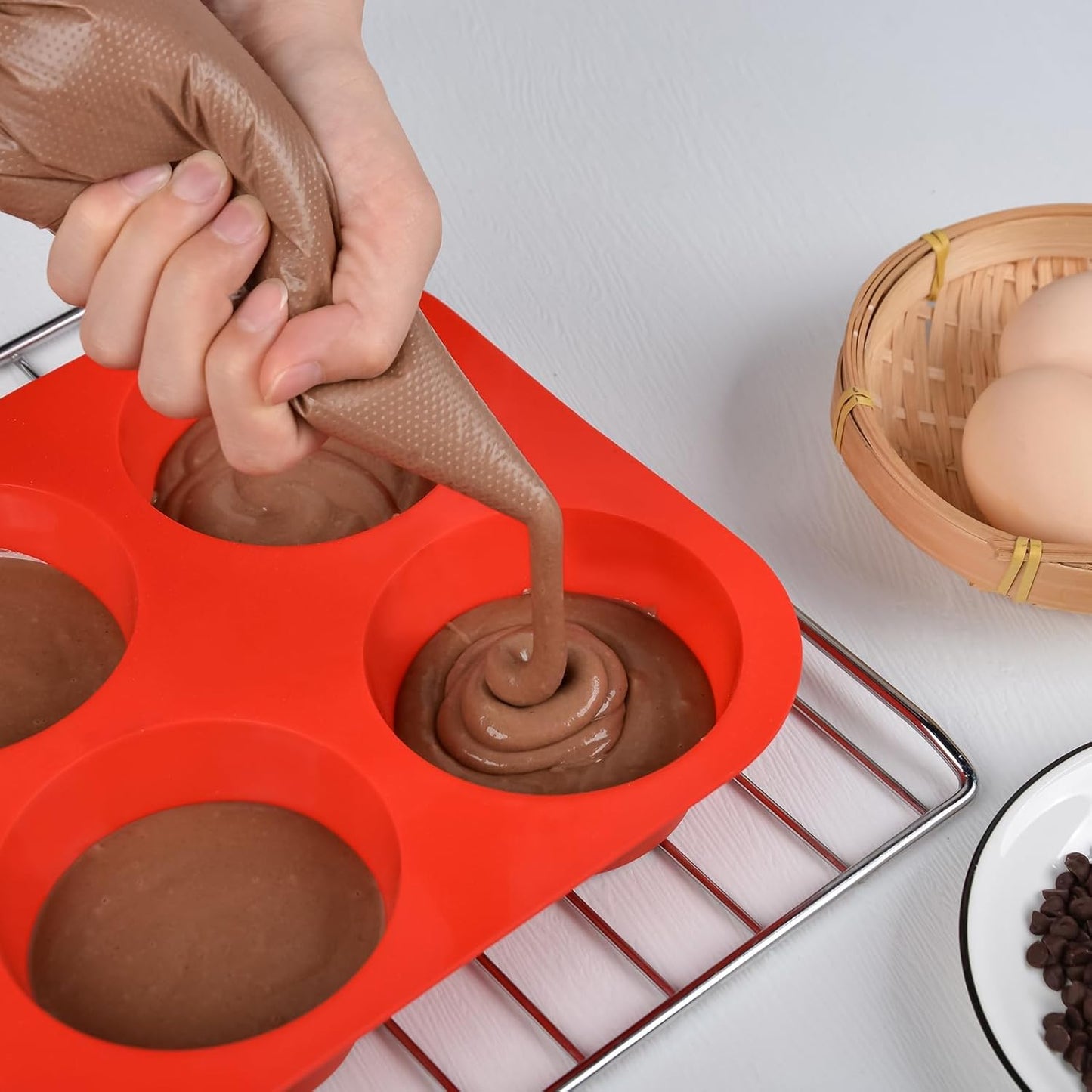 Jumbo Muffin Pan, 3.5 Inch Large Muffin Pan 6 Cup Silicone Jumbo Cupcake Tin for Baking Food Grade Silicone Non Stick