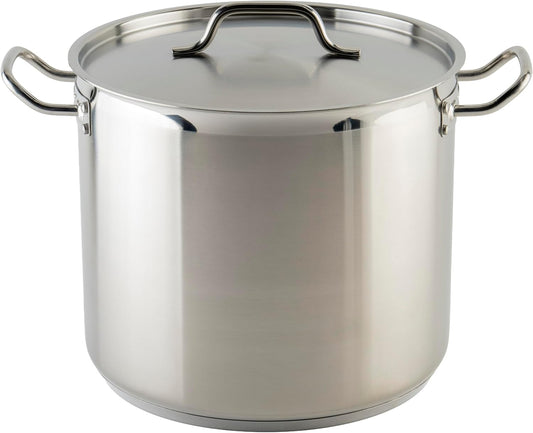 Winware Stainless 20-Quart Steel Stock Pot with Cover, Silver