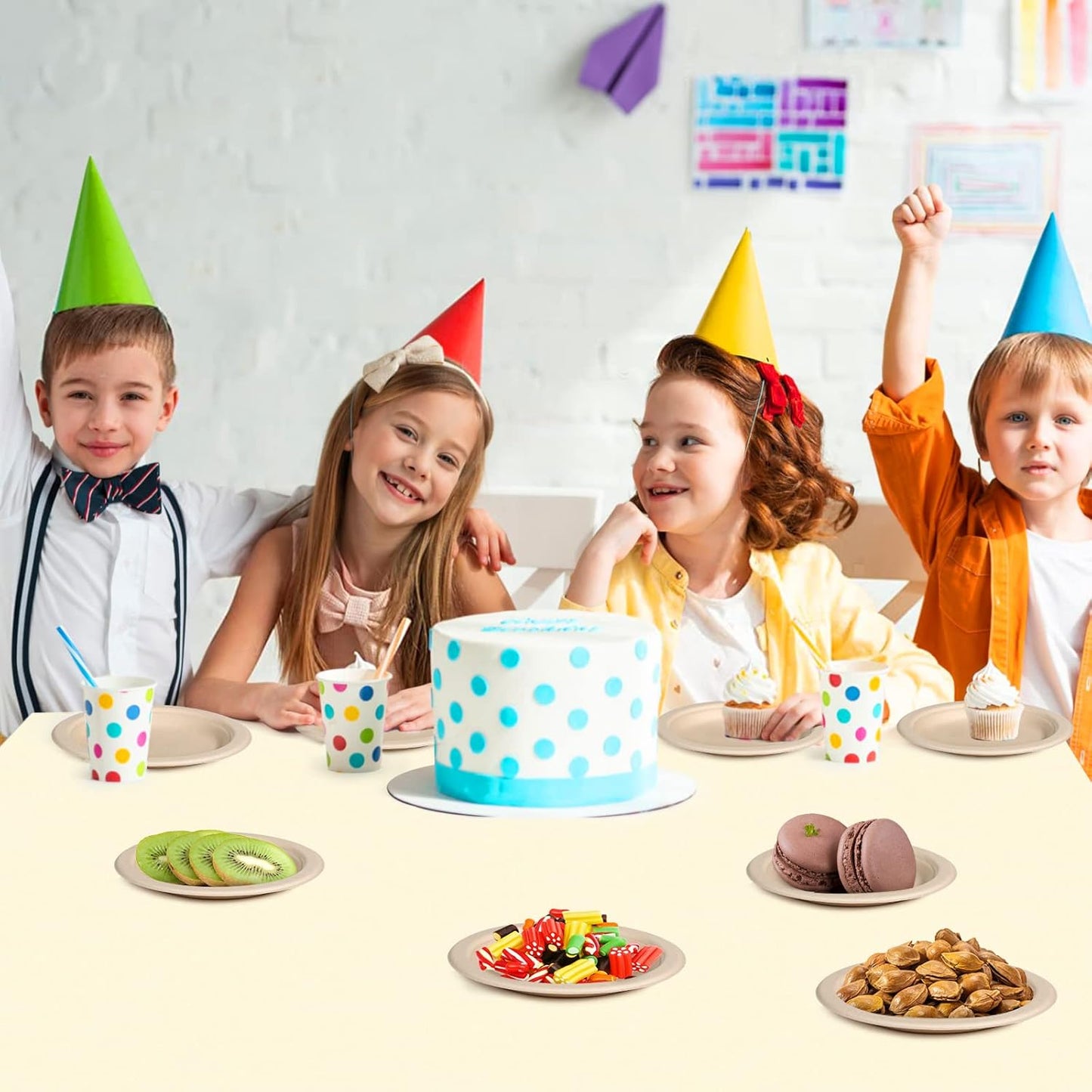 Eco Friendly Small Paper Plates - 6 Inch, 50 Pack, Compostable, Made of Sugarcane Fibers, Brown, Dessert Plates