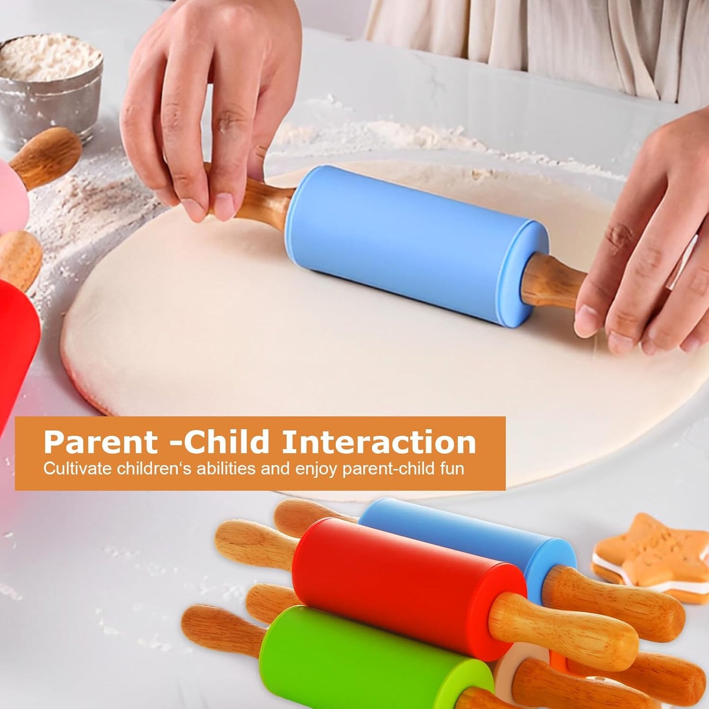 15 Pcs Small Rolling Pin, 9 Inch Wooden Rolling Pin, Small Dough Roller, Dough Rolling Pins for Home Kitchen Fondant Pastry Pizza Baking and Crafting