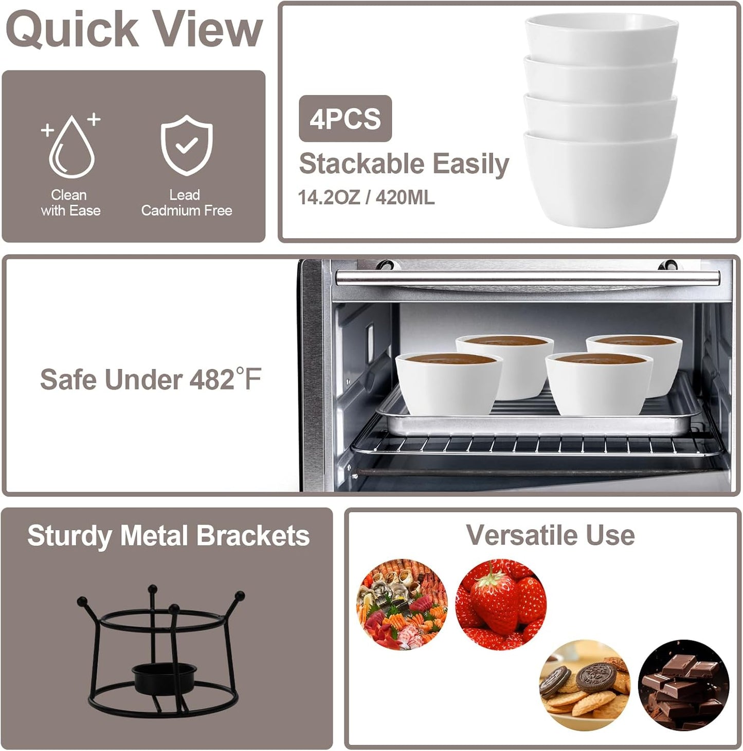 4 Pieces Butter Warmers,420ml Large Butter Warmer for Seafood Cheese,with 20 Pieces Tealight Candles Set for Melting Butter Chocolate Birthday Anniversary Christmas-White