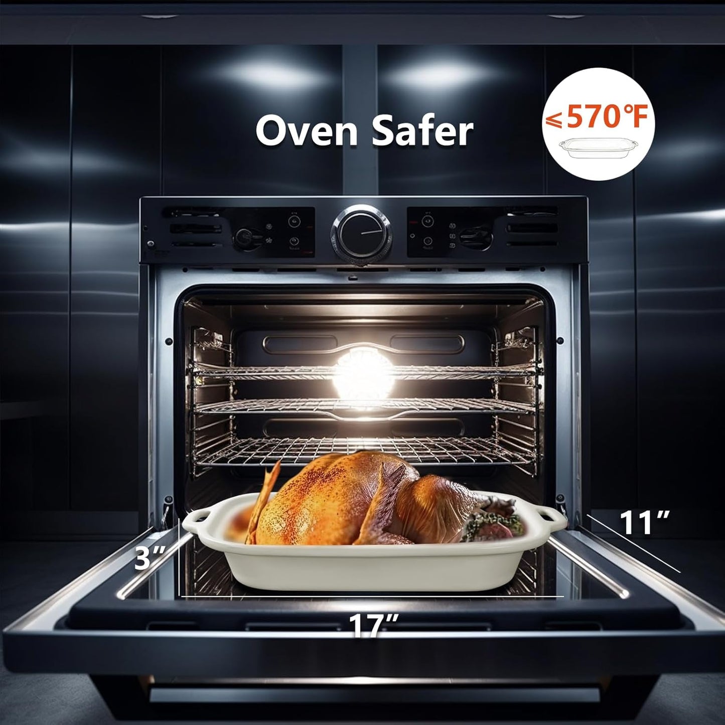 4 Quart Casserole Programmable Slow Cooker with Ceramic Baking Dish - Perfect Kitchen Small Appliance for Family Dinners, Oven Safe and Durable Bakeware for Lasagna, Roasts