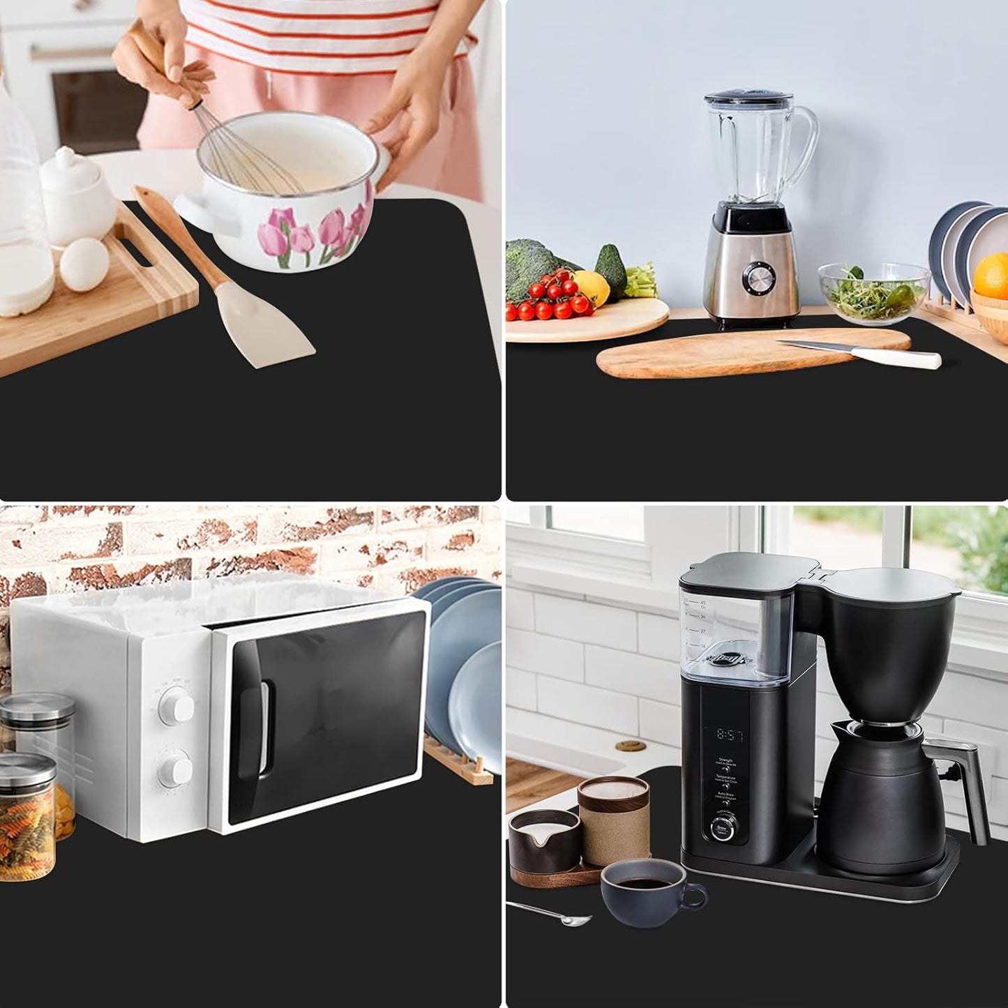 Gartful 2 Pack Silicone Mats for Countertop - 0.05" Thicker, 32" by 24" Extra Large Counter Table Protector, Heat Resistant Mat, Work Desk Pad, Non Skid Placemat, Multipurpose Mat, Pastry Mat, Black