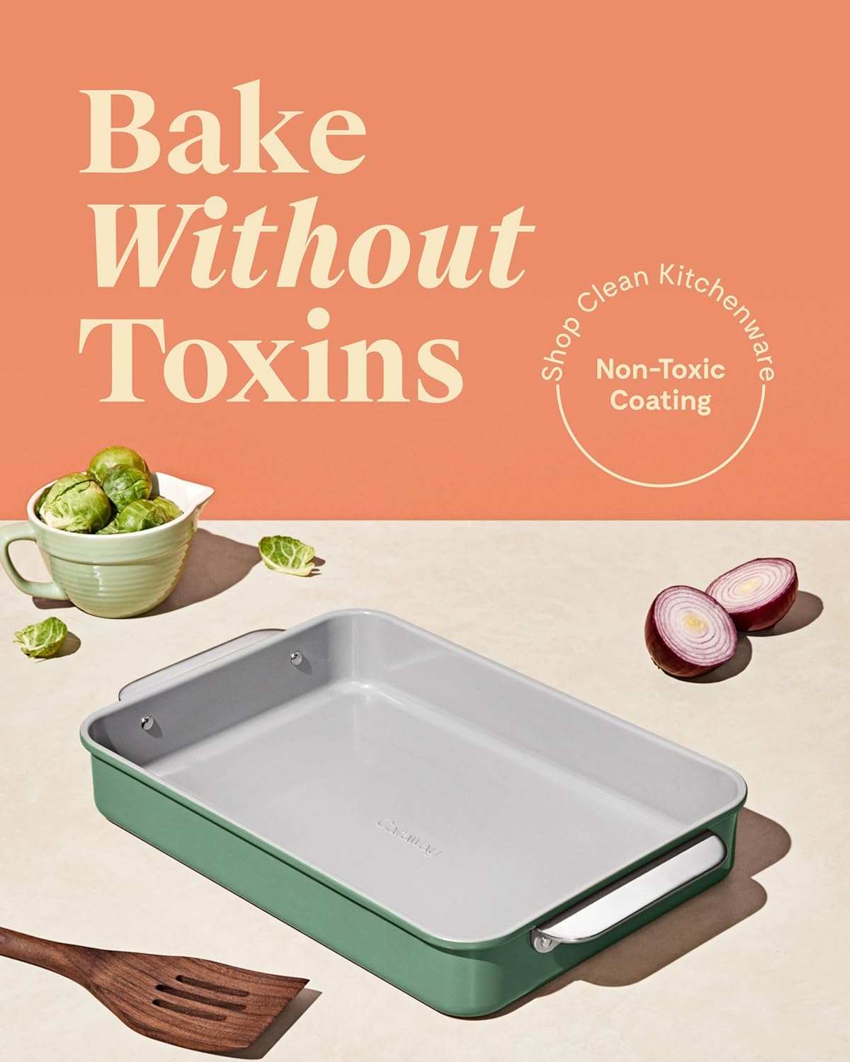 Caraway Non-Stick Ceramic 9”x13” Rectangle Pan Duo - Naturally Slick Ceramic Coating - Non-Toxic, PTFE & PFOA Free - Perfect for Brownies, Lasagnas, and More - White