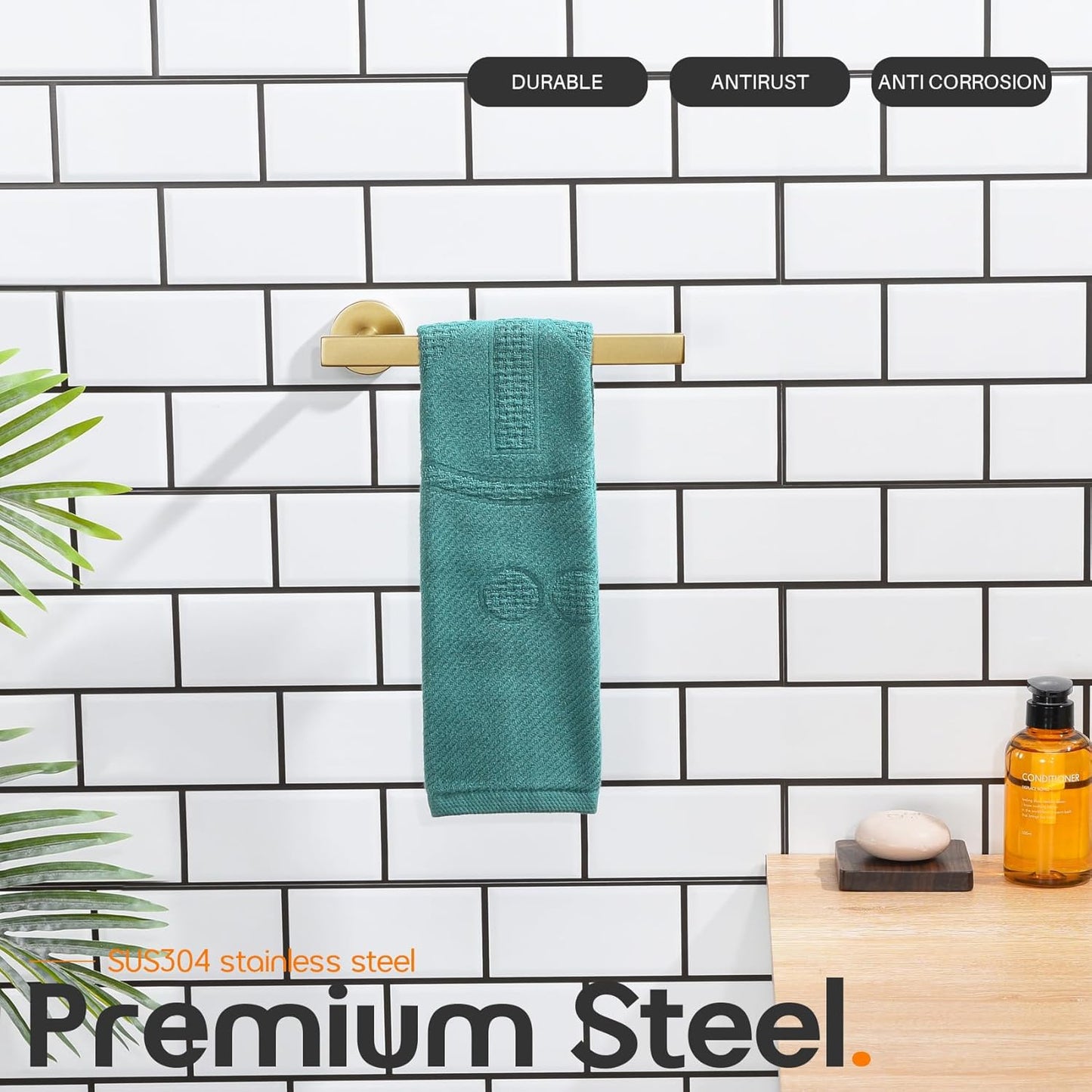 Hand Towel Rings Bathroom Towel Holder Modern Small Bath Towel Bars Stainless Steel Wall Mounted Brushed Gold AN3001GD