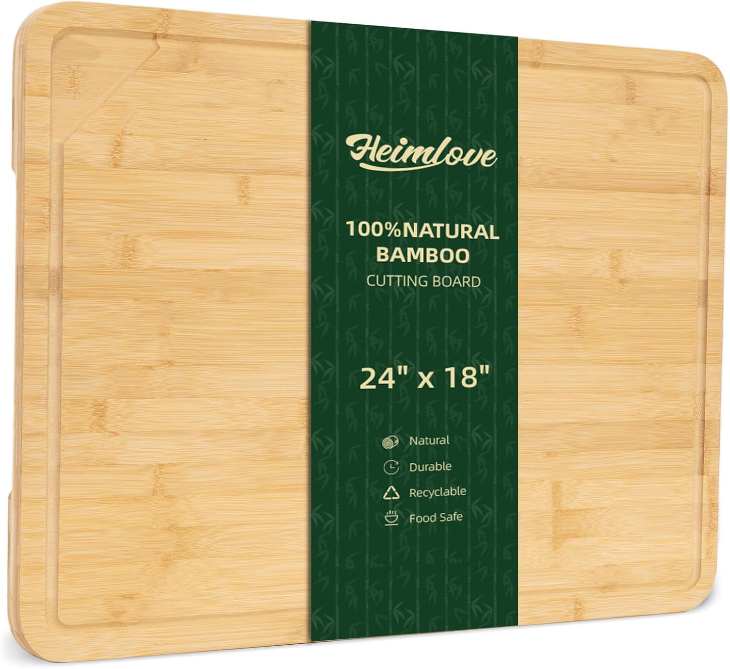 Heimlove 24" Extra Large Cutting Board, Wooden Cutting Boards for Kitchen Charcuterie Boards with Juice Groove and Handles, Chopping Board for Meat, Vegetables and Cheese