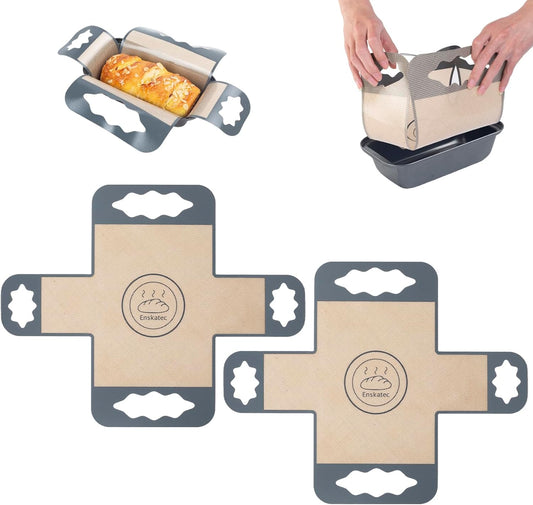 2 Pcs Silicone Bread Loaf Pan Liners, Reusable Food-Grade Silicone Bread Baking Mat, Non-Stick & Heat Resistant Loaf Pan Lifters, Sourdough Sling with 4 Handles, Fits 9x5" or 1.5Lb Loaf Pans