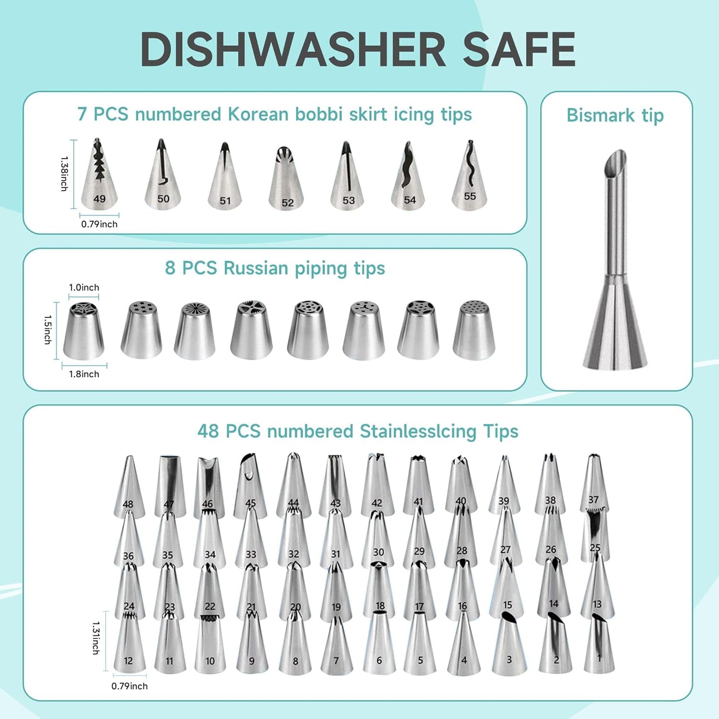 Cake Decorating Kit, 138pcs Cake Decorating Supply with 12 Inch Aluminium Cake Turntable, 64 Numbered Icing Piping Tips, 2 Spatulas, 3 Icing Comb Scraper and Leveller, Piping Bags,cake decorating tool