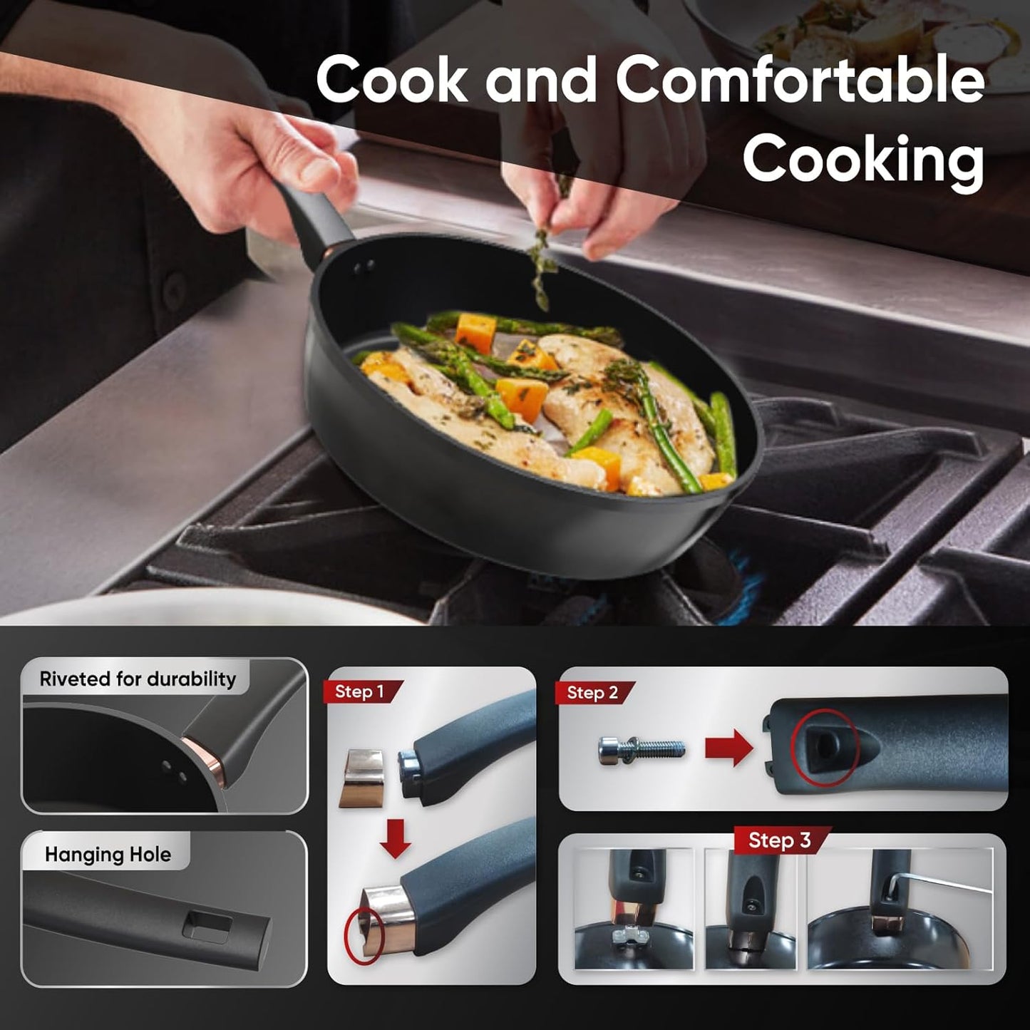 Saucepan for Cooking (FRY PAN (Titanium), 10 inch)