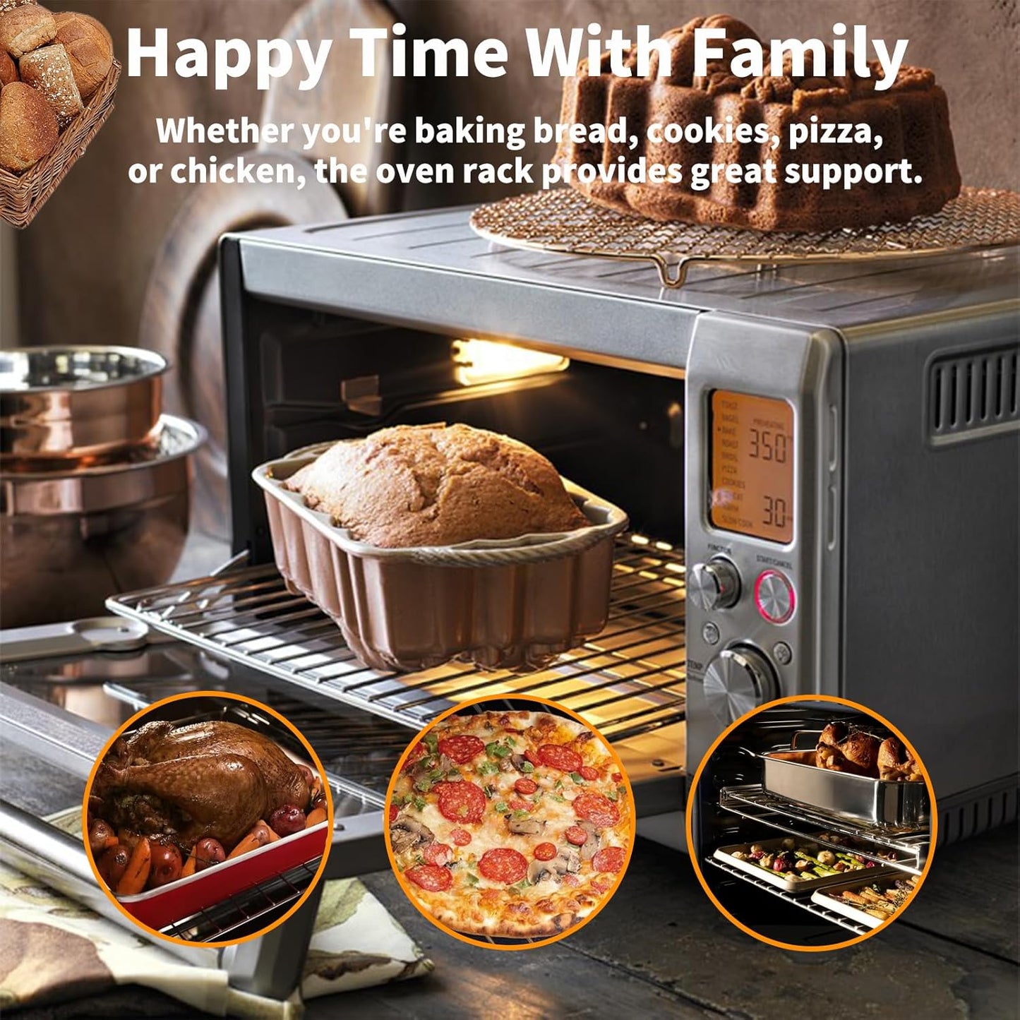 Atgestore SP0002651 Oven Rack Replacement for Breville BOV800XL Plus BOV810BSS Pro BOV845BSS Smart Oven Parts Breville Toaster Oven Baking Rack Stainless Steel Oven Wire Rack Cooling Racks 2 Pcs