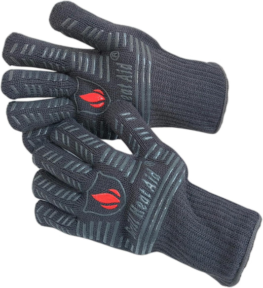 GRILL HEAT AID BBQ Grill Gloves Heat Proof for Grilling – Fireproof 1472°F Heat-Resistant Grill Mitts for Outdoor Barbecue and Smoker, Campfire, Fire Pit, Oven Glove with Fingers for Baking Pizza