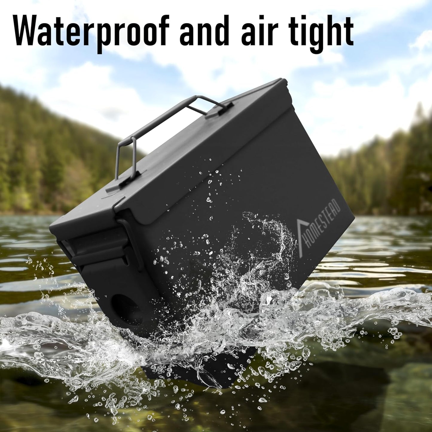 HOMESTEAD 30 Cal Metal Ammo Can - New Steel Ammo Can, Military Ammo Box, Airtight Case, Weatherproof Storage Ammo Box (4-Pack, Black Color)